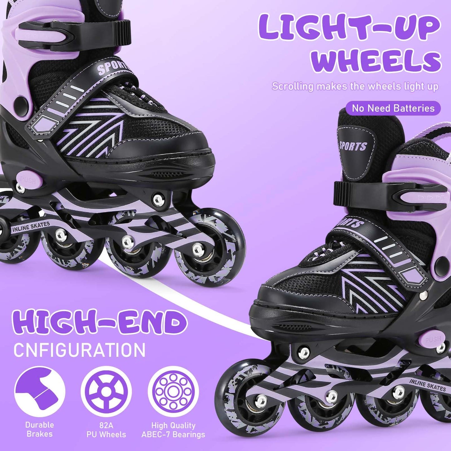 Kids Inline Skates for Girls Boys, Roller Skates Kids Adjustable with Light Up Wheels for beginners boys girls. (Small (UK 11-1))
