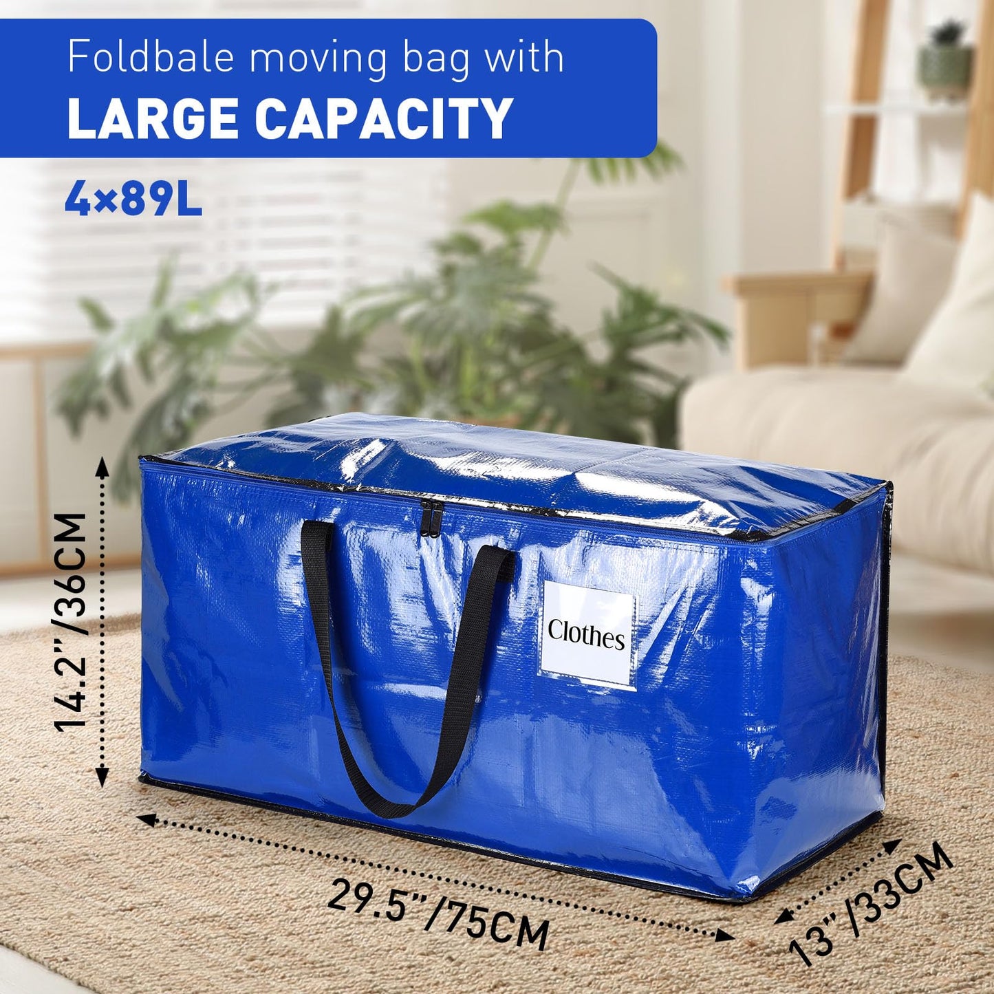 iespell Pack of 4 Extra Large Heavy Duty Storage Boxes with Lids, Large Strong Moving Boxes, Moving Bags, Vacuum Storage Bags