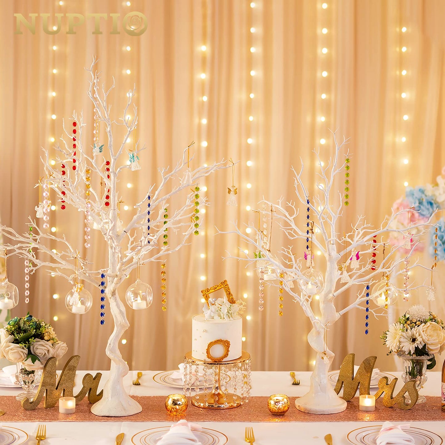 Nuptio White Artificial Easter Tree - 105cm Tall Christmas Ornament Display Manzanita Fake Trees Decorative Faux Twig Branches Indoor for Wedding