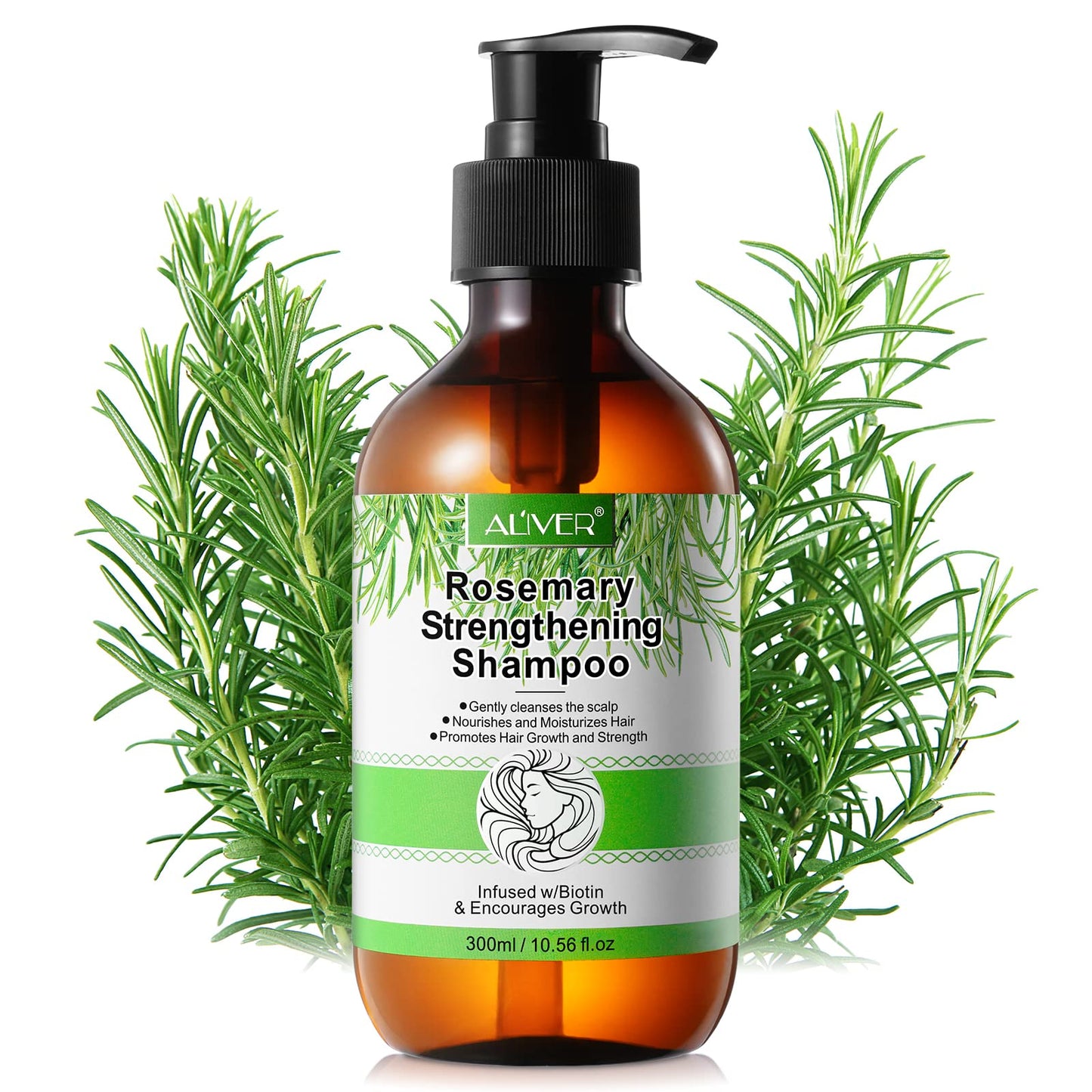 Rosemary Shampoo for Hair Growth, Rosemary Mint Strengthening Shampoo Against Hair Loss with Biotin, Rosemary Shampoo for Women and Men, 300ml