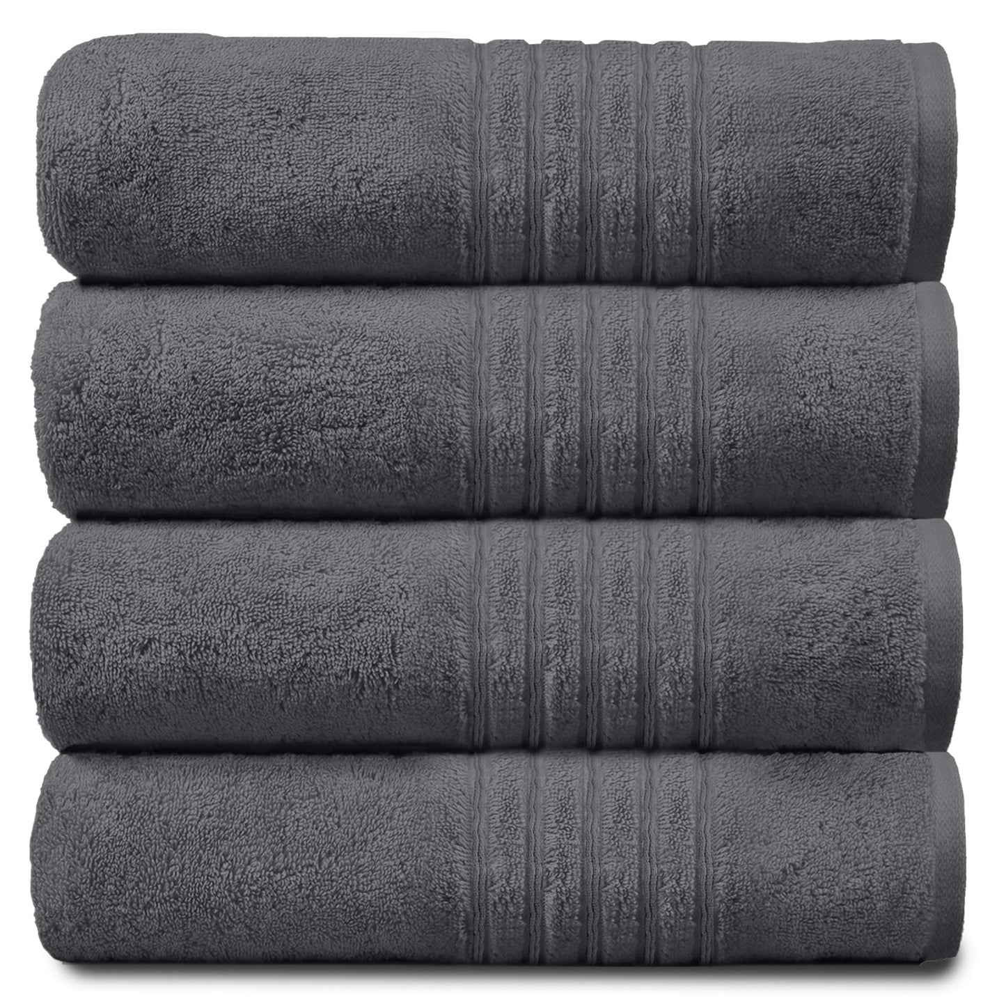 GC GAVENO CAVAILIA New Hampton Pack of 4 Bath Towel Set, 100% Ringspun Cotton, Extra Absorbent 450 GSM Luxury Bath Sheets, Charcoal, 4PK