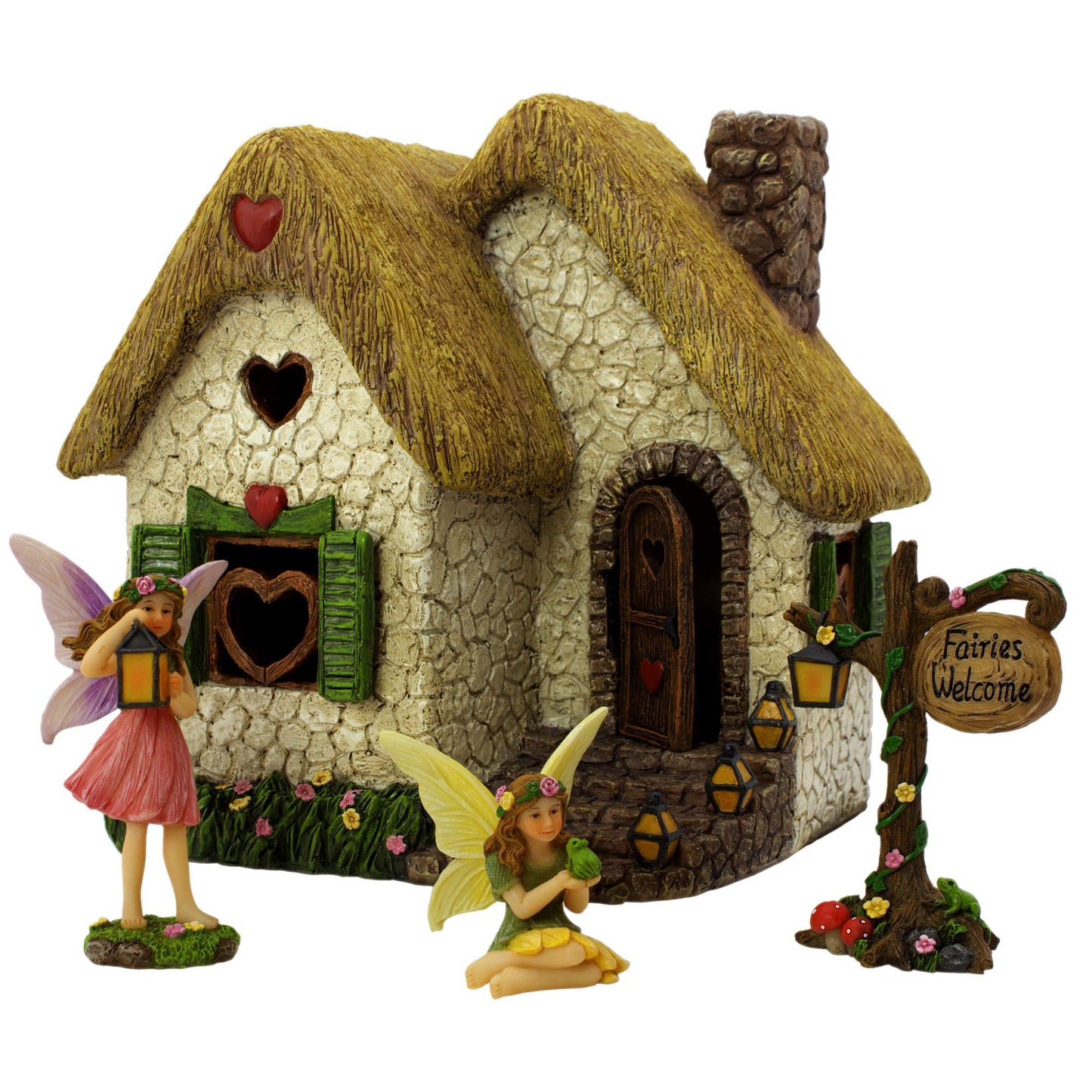 PRETMANNS Fairy Garden Ornaments - Fairy Houses for the Garden - Fairy House with Fairy Figures for Fairy Garden - Fairy Garden Accessories with