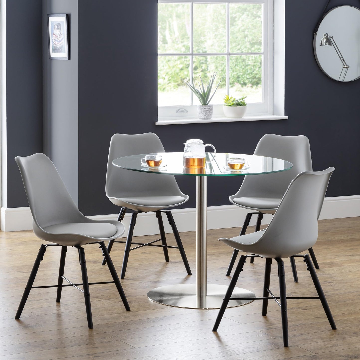 Julian Bowen Kari Dining Chairs, Set of 2, Grey - H83 x W48 x D54cm