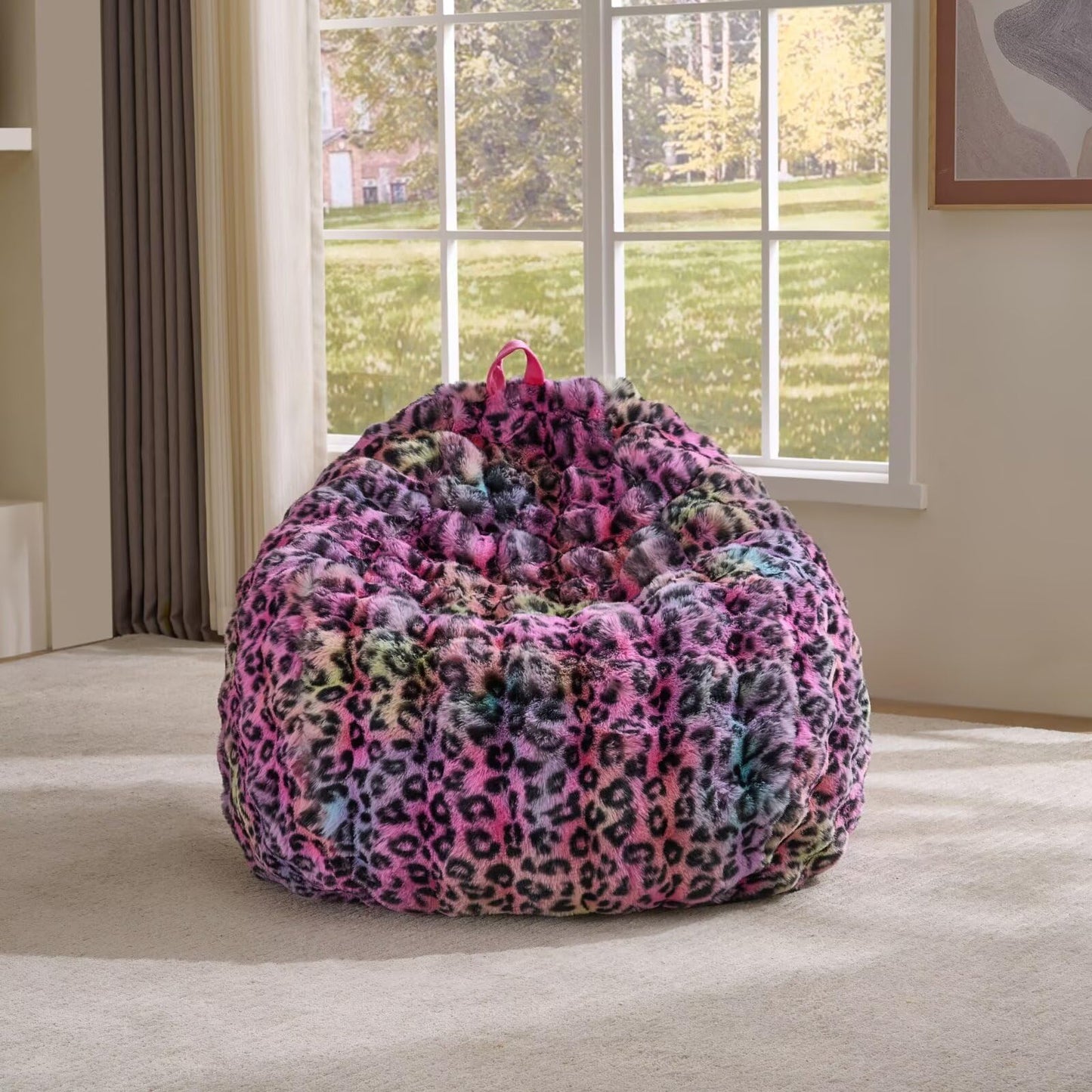 Fluffy Faux Rabbit Fur Bean Bag Chair Cover(No Filler),Cozy Shaggy Bubble Stuffed Animal Storage Large Bean Bag Cover for Bedroom Living Room,Fuzzy