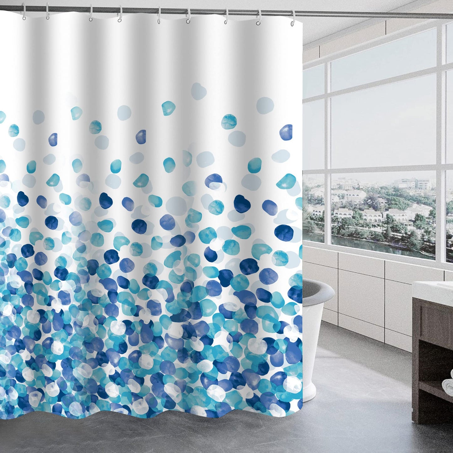 TRUSTLIFE Shower Curtain Waterproof Polyester Bathroom Curtains,180 x 200 cm Washable Bath Curtains, Quick-Drying, Weighted Hem Shower curtains for