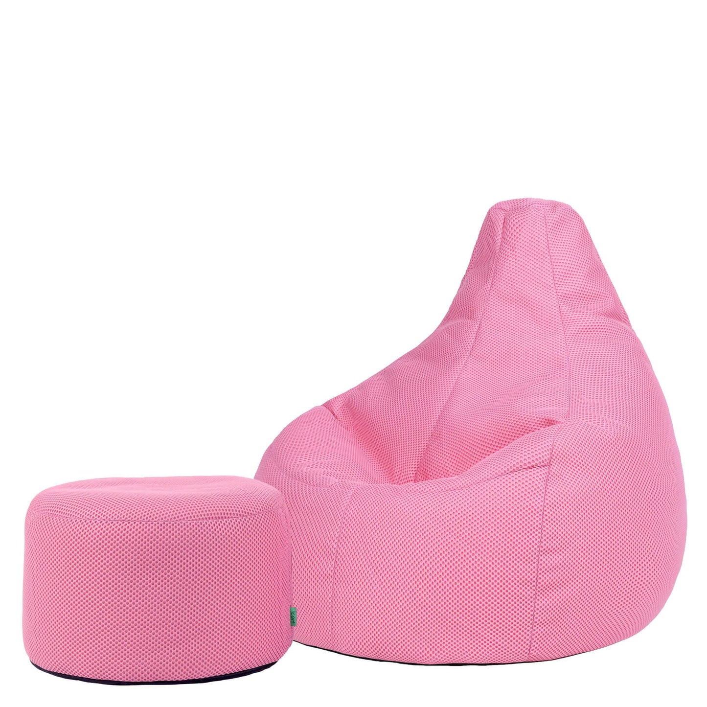 icon Mesh Gaming Bean Bag & Footstool with Filling Included, Pink