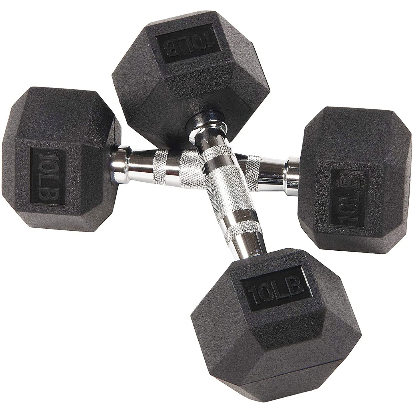 BalanceFrom Rubber Encased Hex Dumbbell in Pairs or Singles, Black