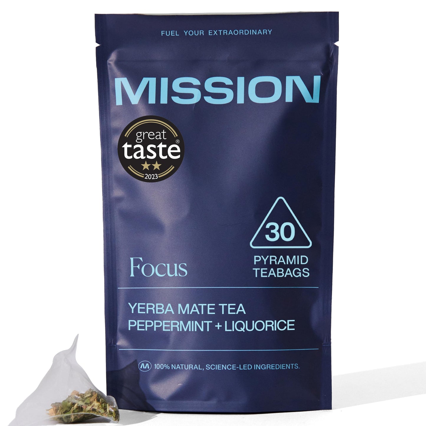 MISSION - Focus Tea - Yerba Mate Tea with Mint & Liquorice - Improve Mental Clarity - 30 Pyramid Tea Bags
