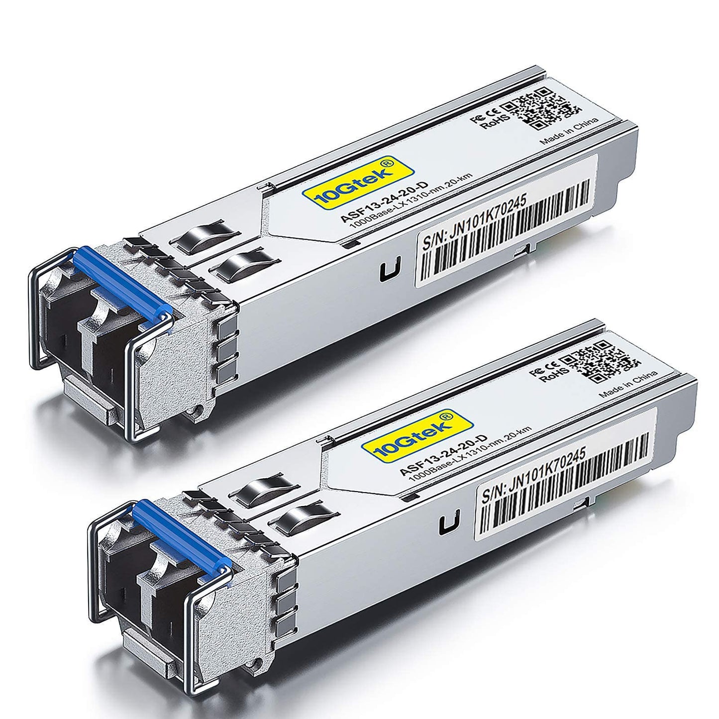 [2 Pack] 1G SFP LX LC Singlemode Module 10km, 1000Base-LX Mini-Gbic Transceiver Compatible for Cisco GLC-LH-SMD, Meraki, Ubiquiti UniFi UF-SM-1G,