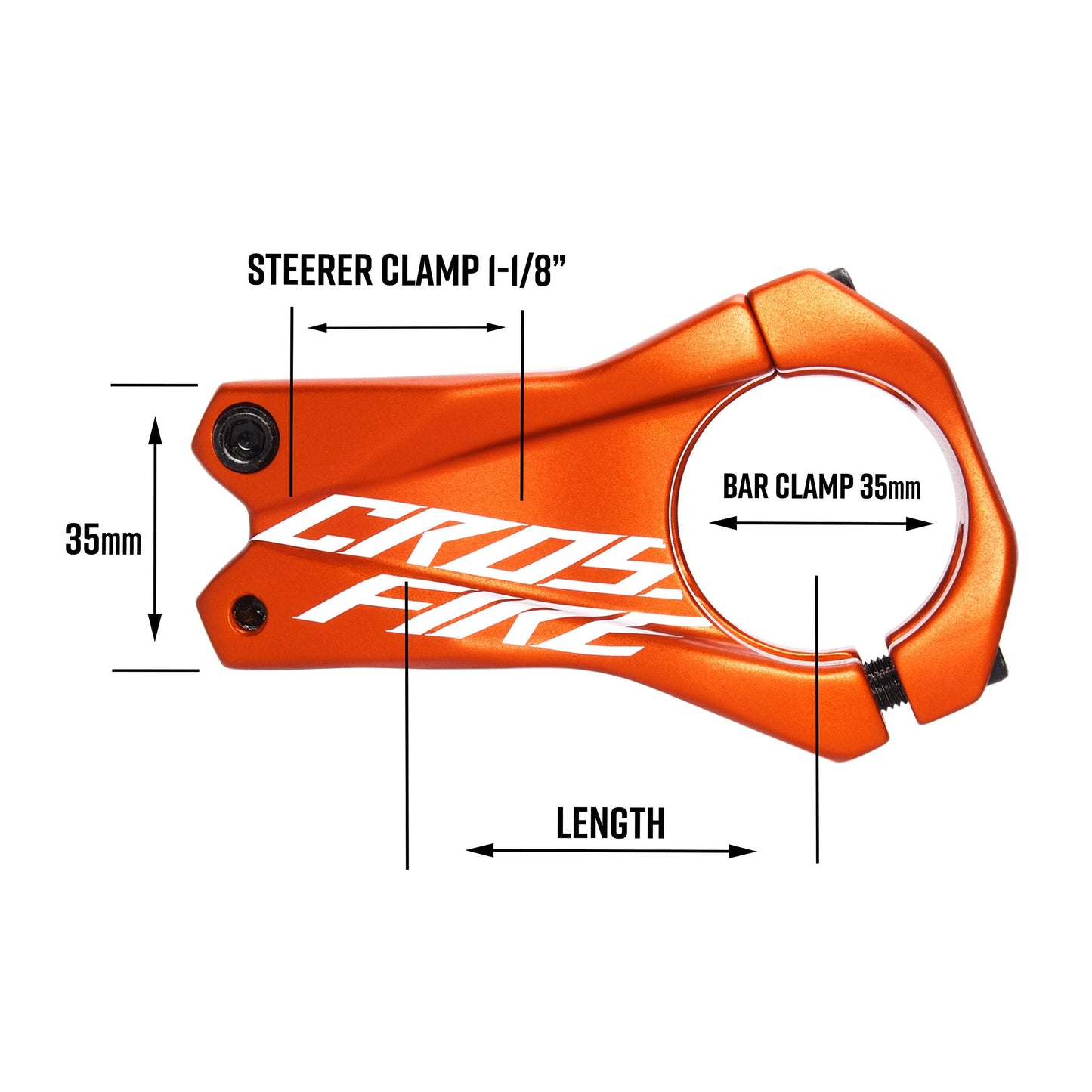 Funn Crossfire Mountain Bike Stem with 35mm Bar Clamp - Durable and Lightweight Alloy Bike Stem for Mountain Bike and BMX Bike, Length 50mm stem