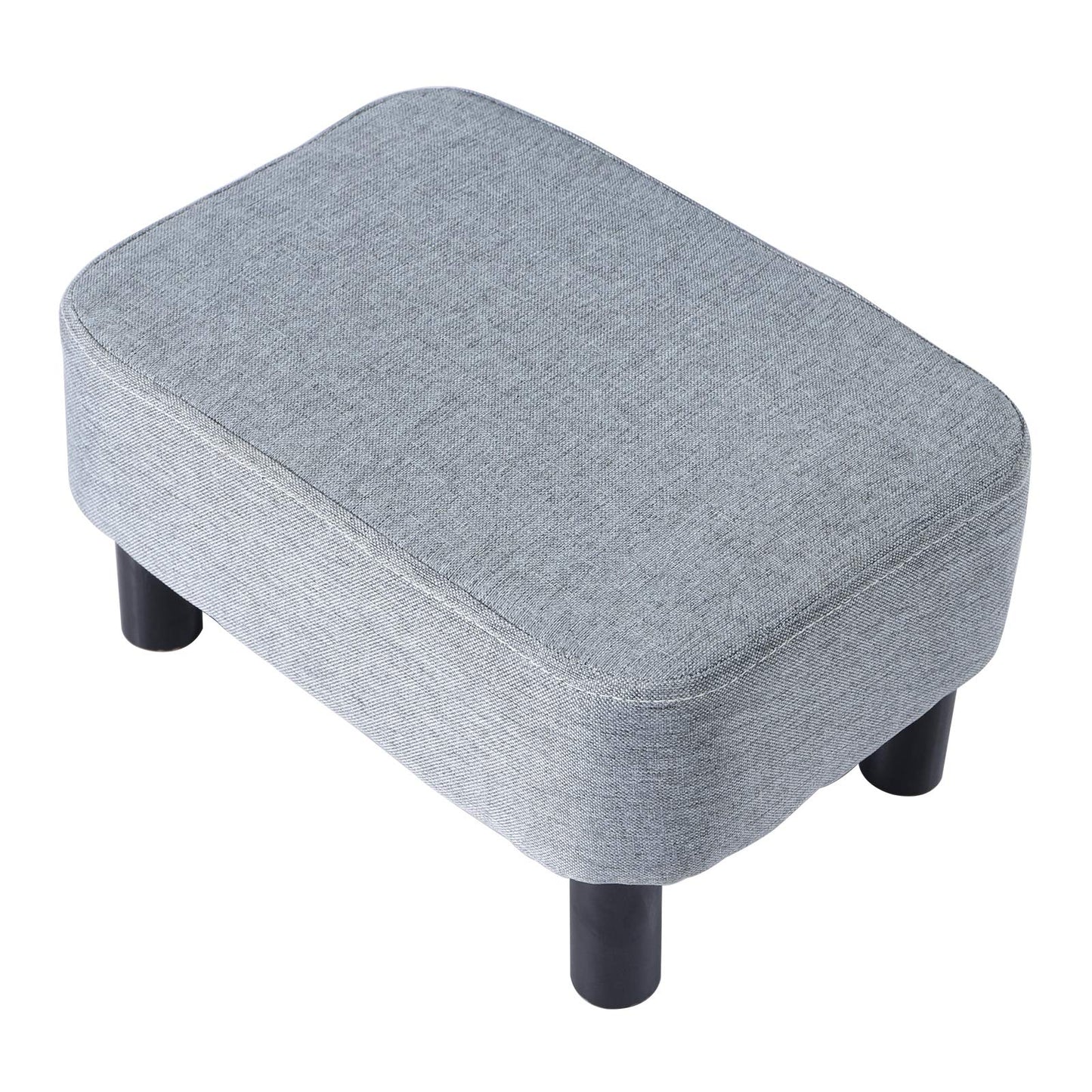 YMYNY 42CM Footstool, Rectangle Ottoman with Stable Wooden Legs, Modern Linen Fabric Footrest, Change Shoes Stool for Living Room