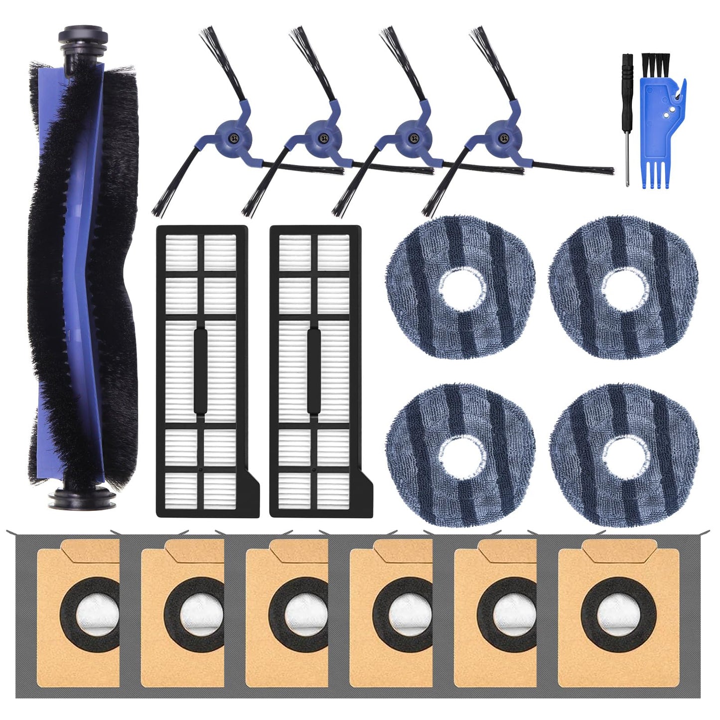 VIEWALL 19 Pack X10 Accessories Kit Replacement for Eufy X10 Pro Omni Vacuum,1 Main Brush,4 Mop Cloth Pads,4 Side Brushes,2 HEPA Filters,6 Replacement