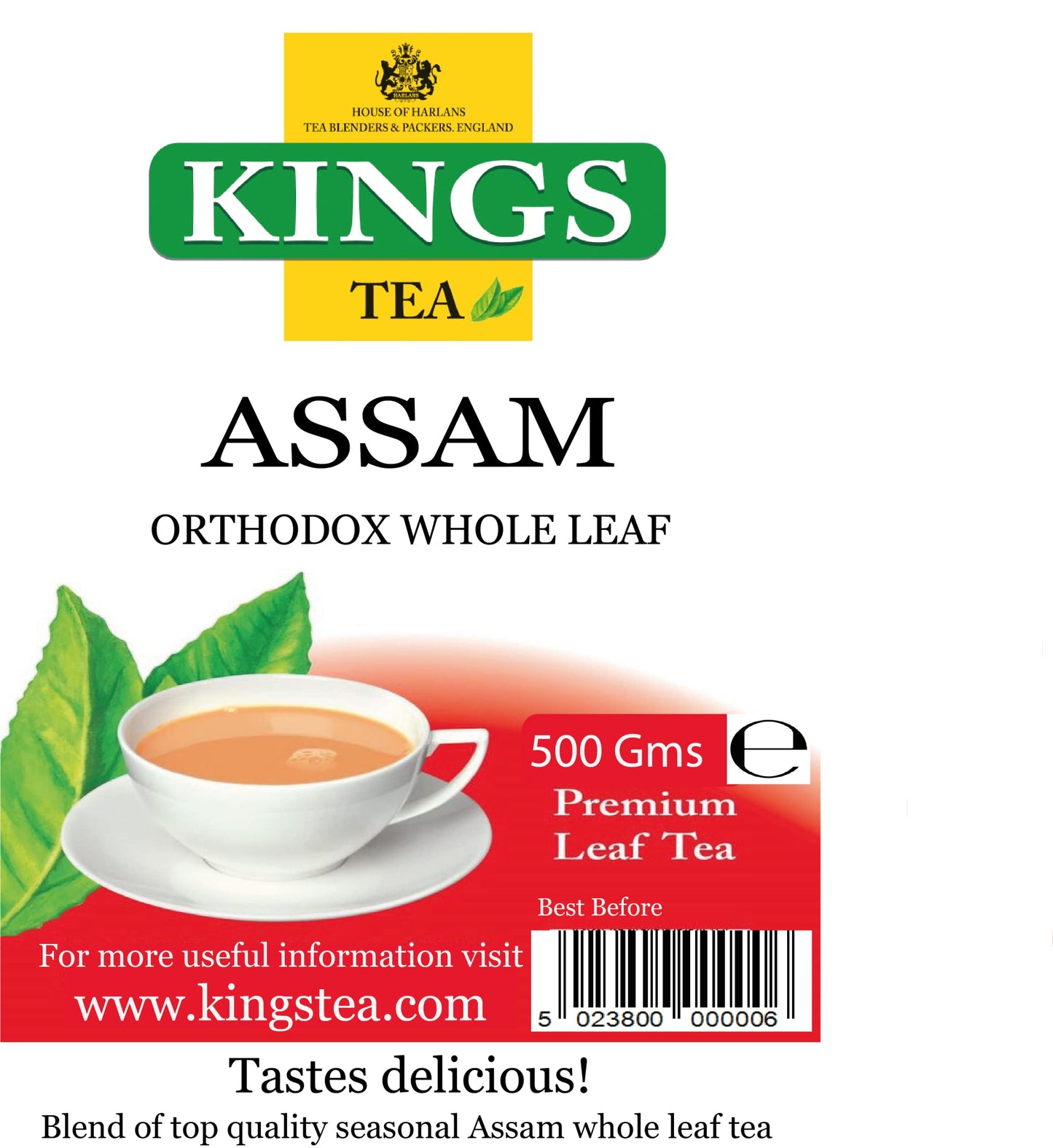 Kings Tea Assam Orthodox Whole Leaf Loose Tea, 500 Gm, (Pack of 1)