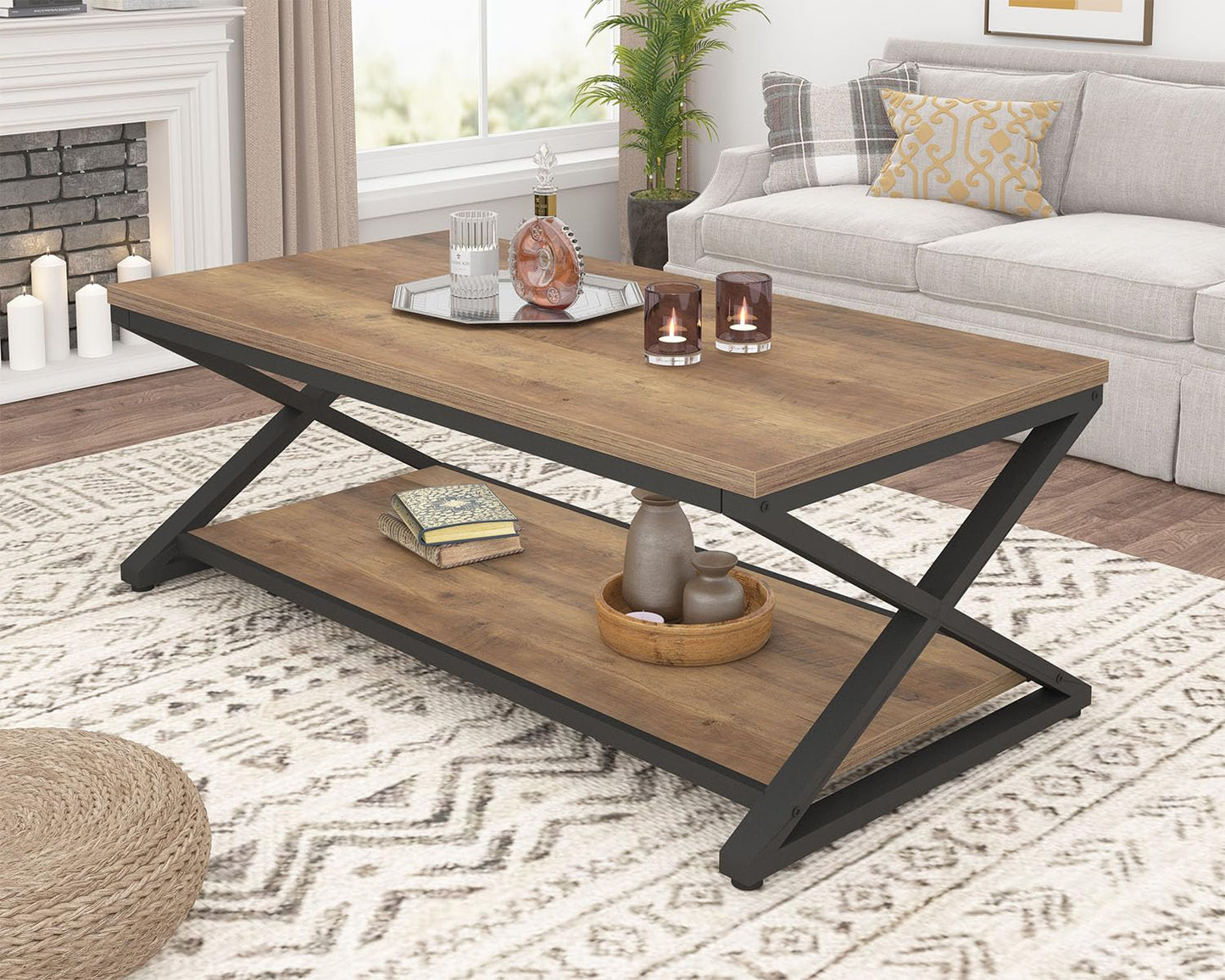 HSH Coffee Table for living room coffee tables Storage 120cm Light Oak