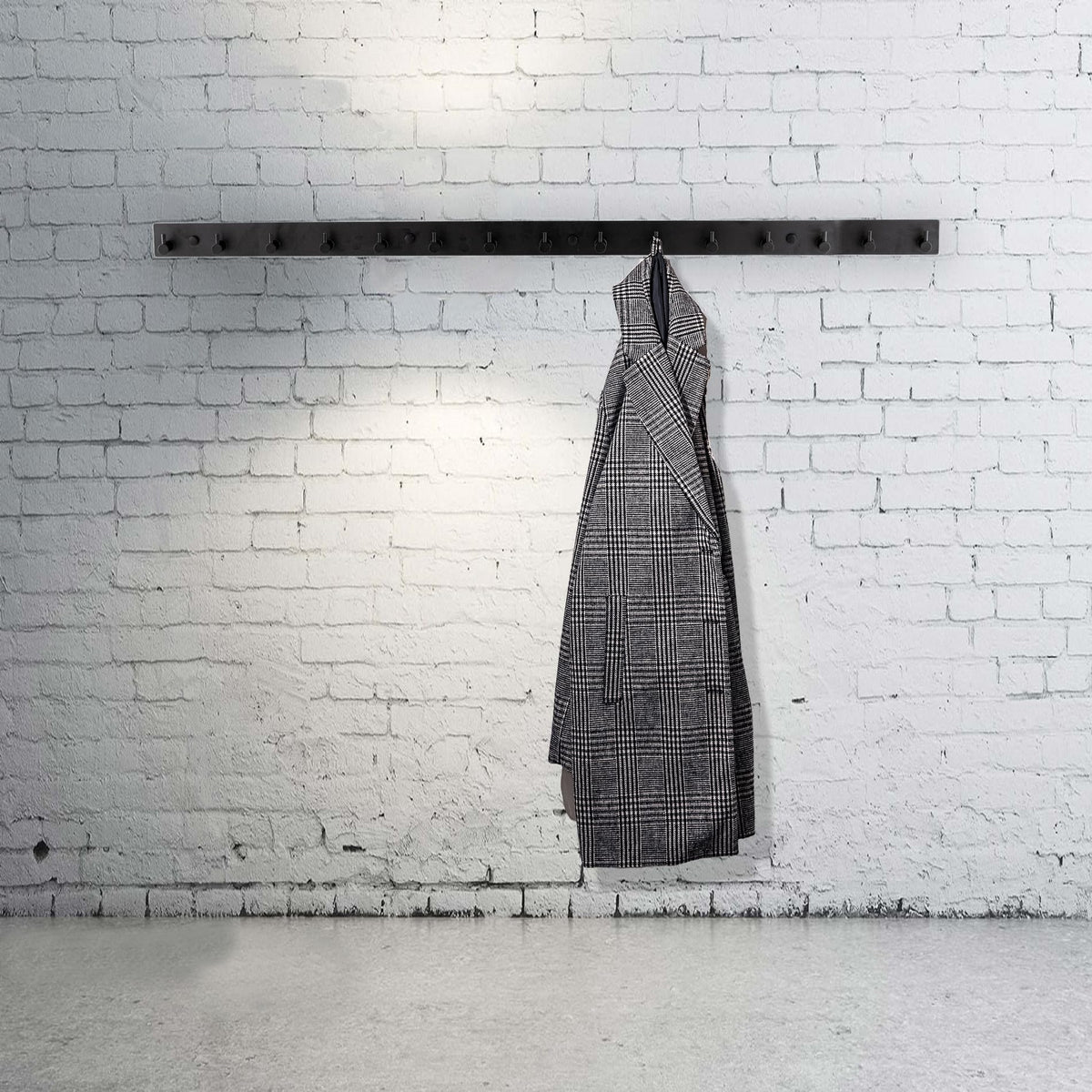 Brute Strength – Stainless Steel wall Coat Rack – Black – 15 Hooks · 102 cm