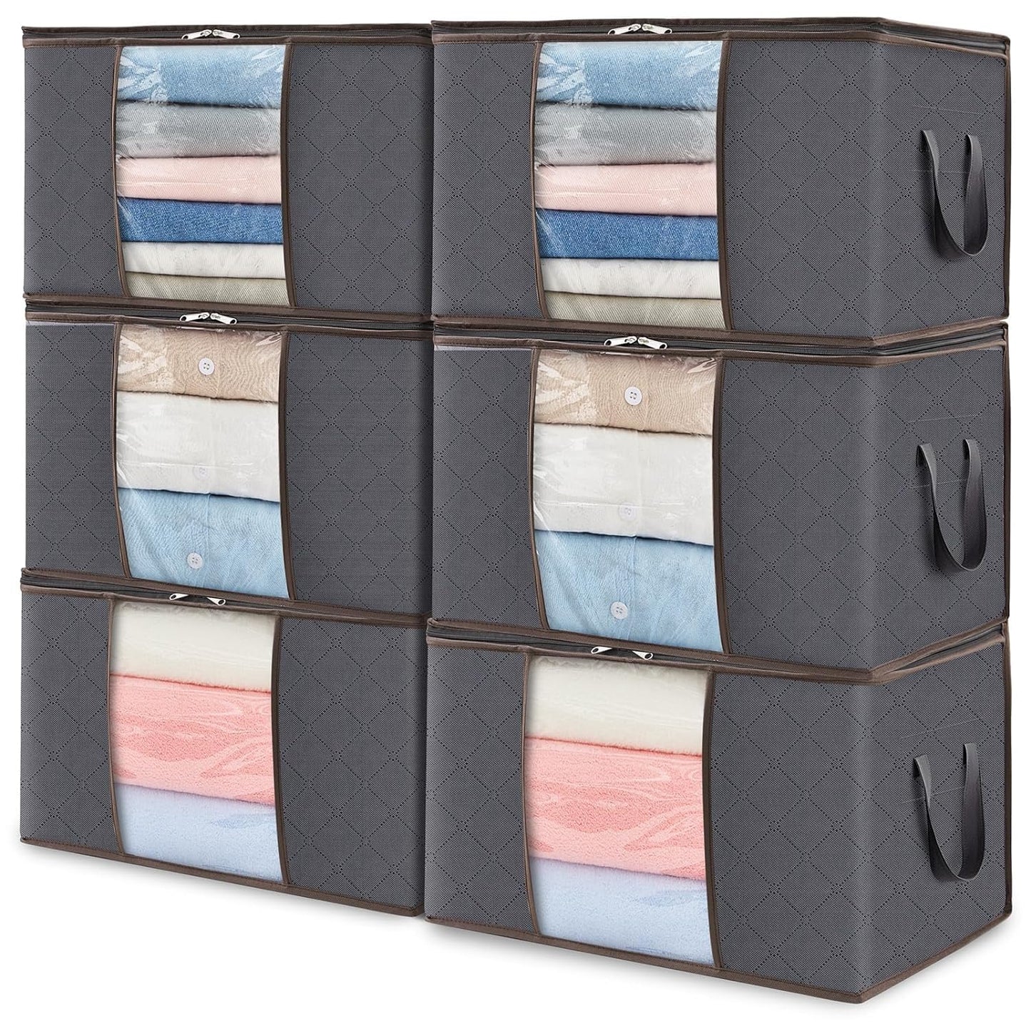 Lifewit 60L Clothes Storage Bags, Foldable Storage Box Moving Bags Wardrobe Storage Organiser Packing Boxes for Moving House with Clear Window for