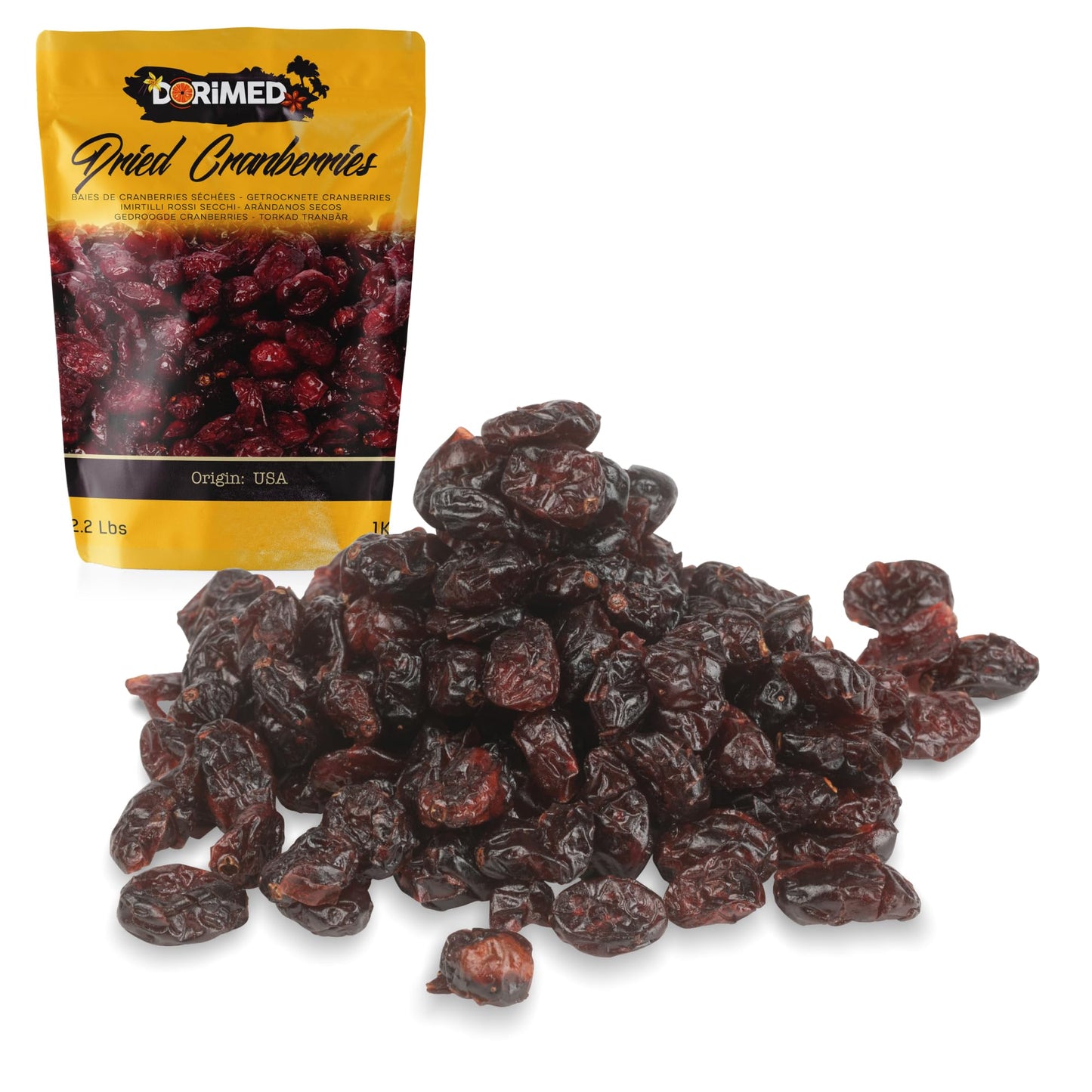 Dried Cranberries 1 Kg, Whole, Dried Cranberry, Dehydrated, Resealable Bag, 2.2 Lbs