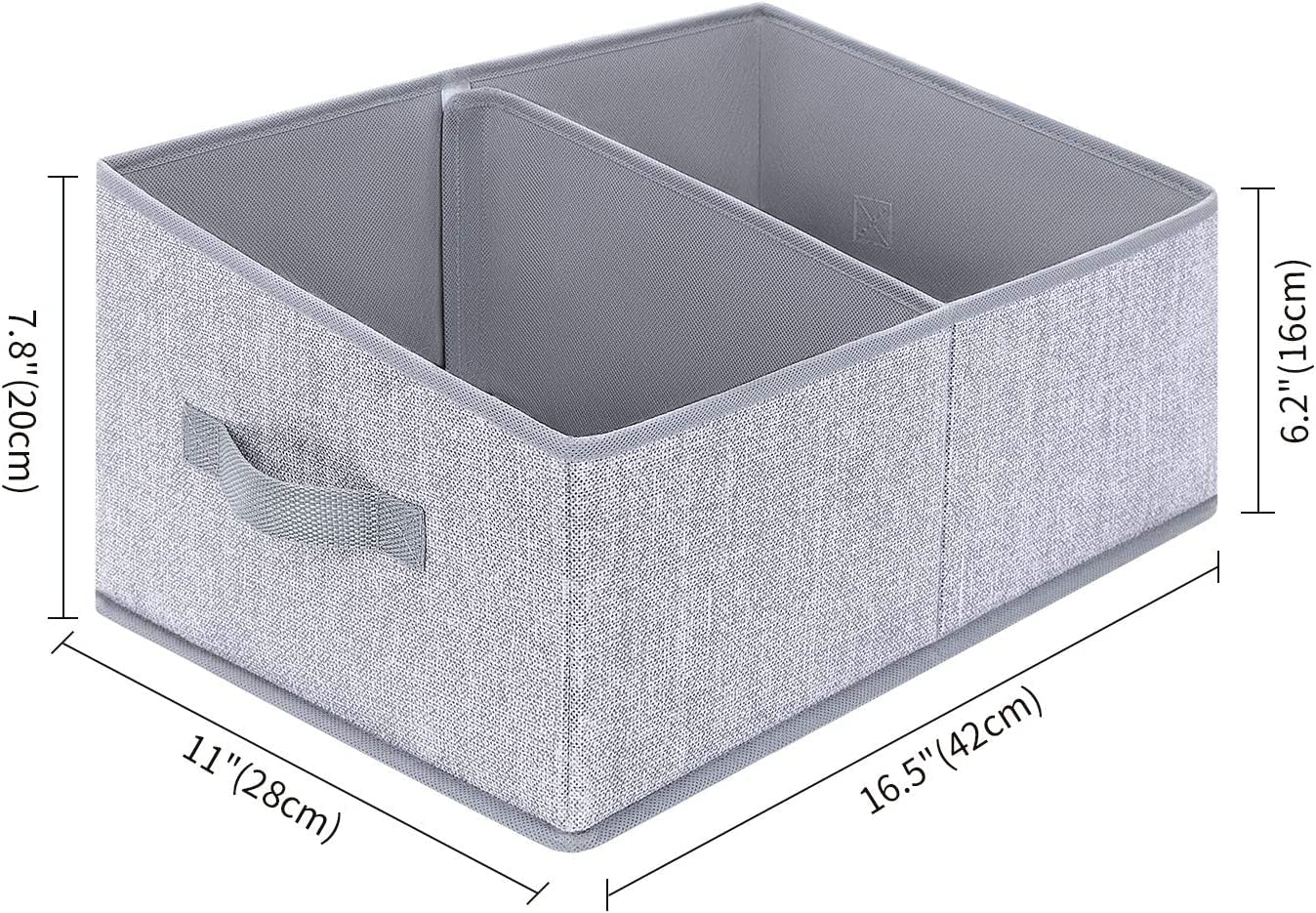 DIMJ 3 Pack Storage Boxes with Compartment, Foldable Storage Basket with Reinforced Handle