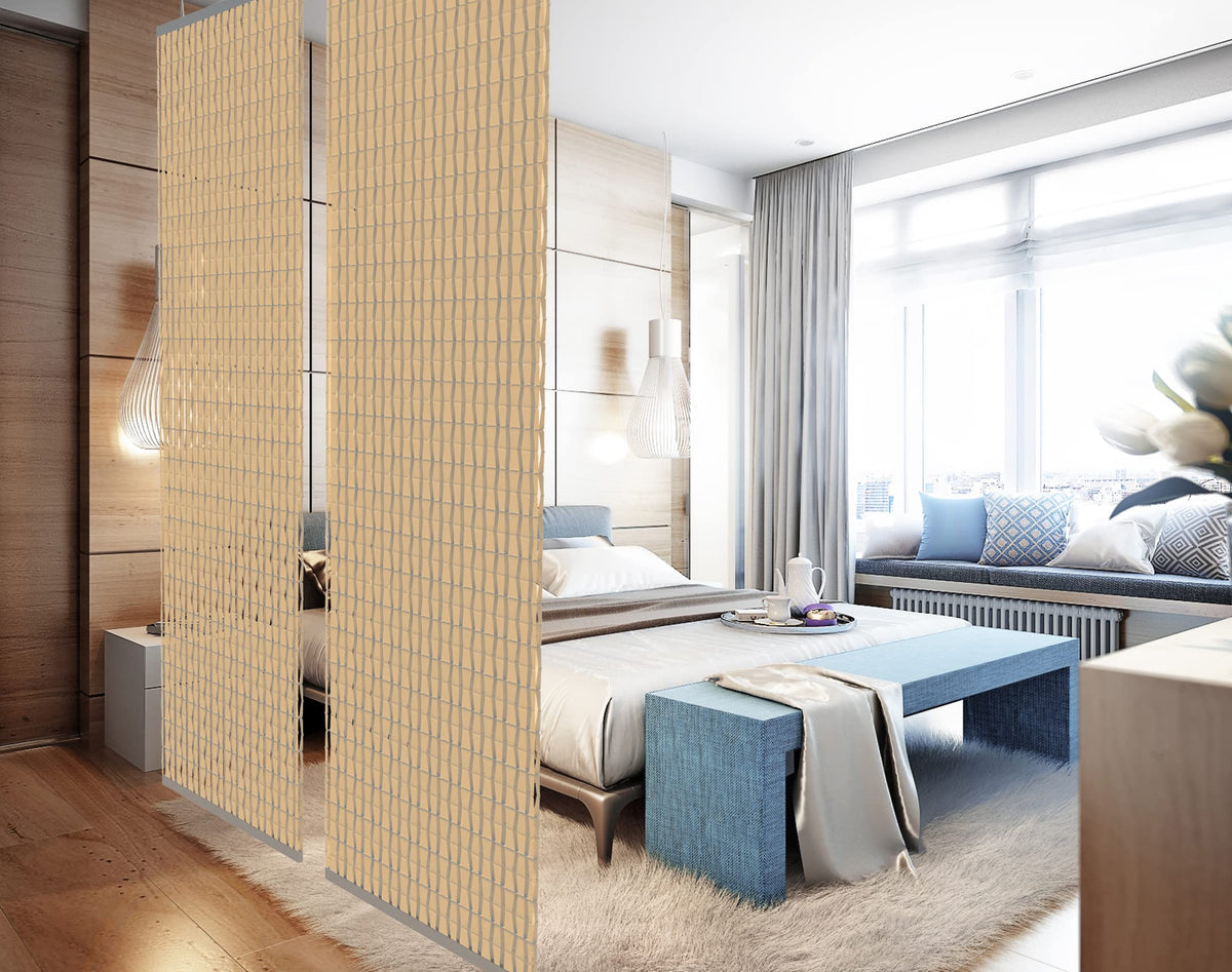 YourCasa Hanging Room Divider - Translucent Screen 120 x 240 cm - Eyecatcher and Decoration for Privacy Protection - Multifunctional (Beige)