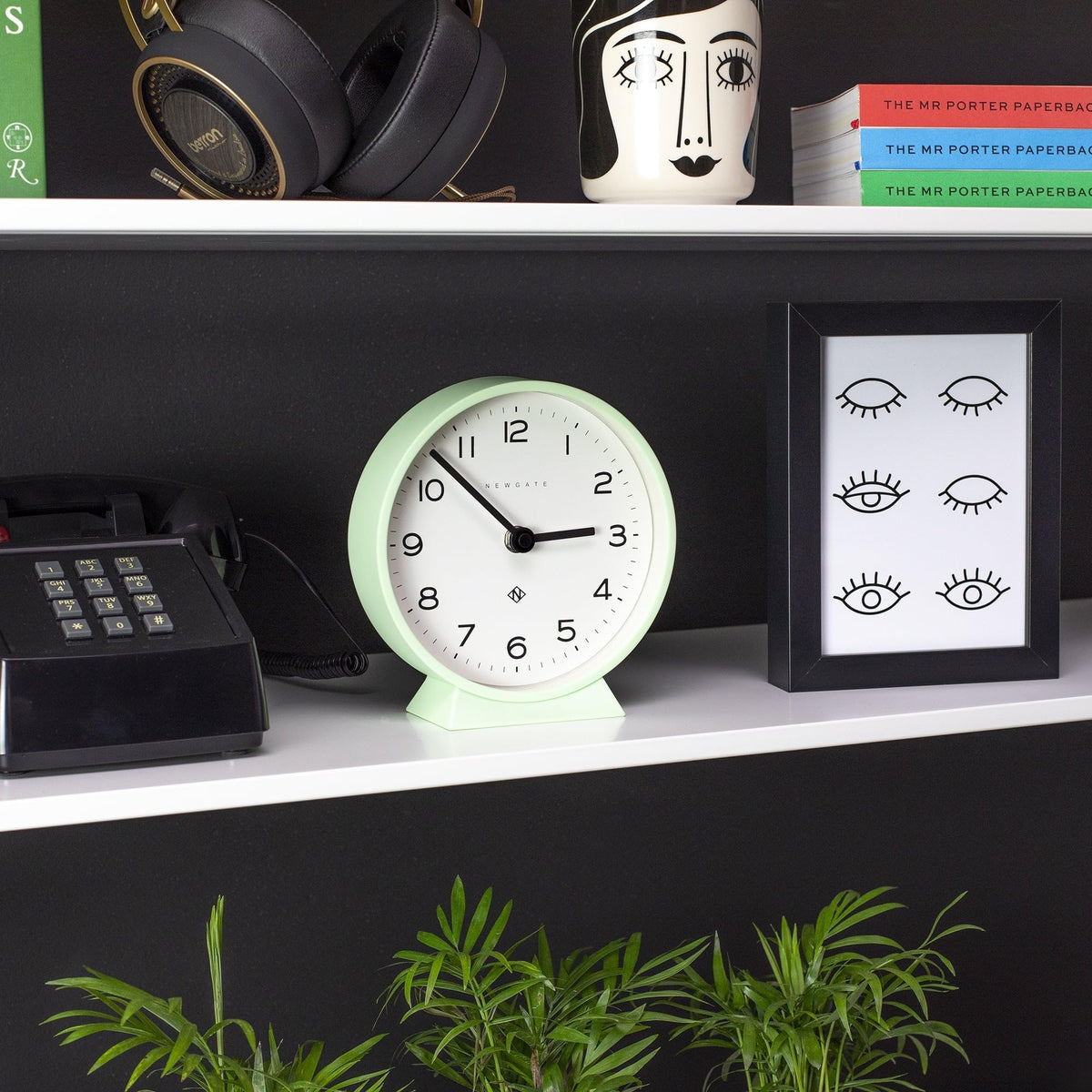 NEWGATE M Mantel Silent Sweep Mantel Clock - 'No Tick' - Minimalist Dial - (Neo Mint)