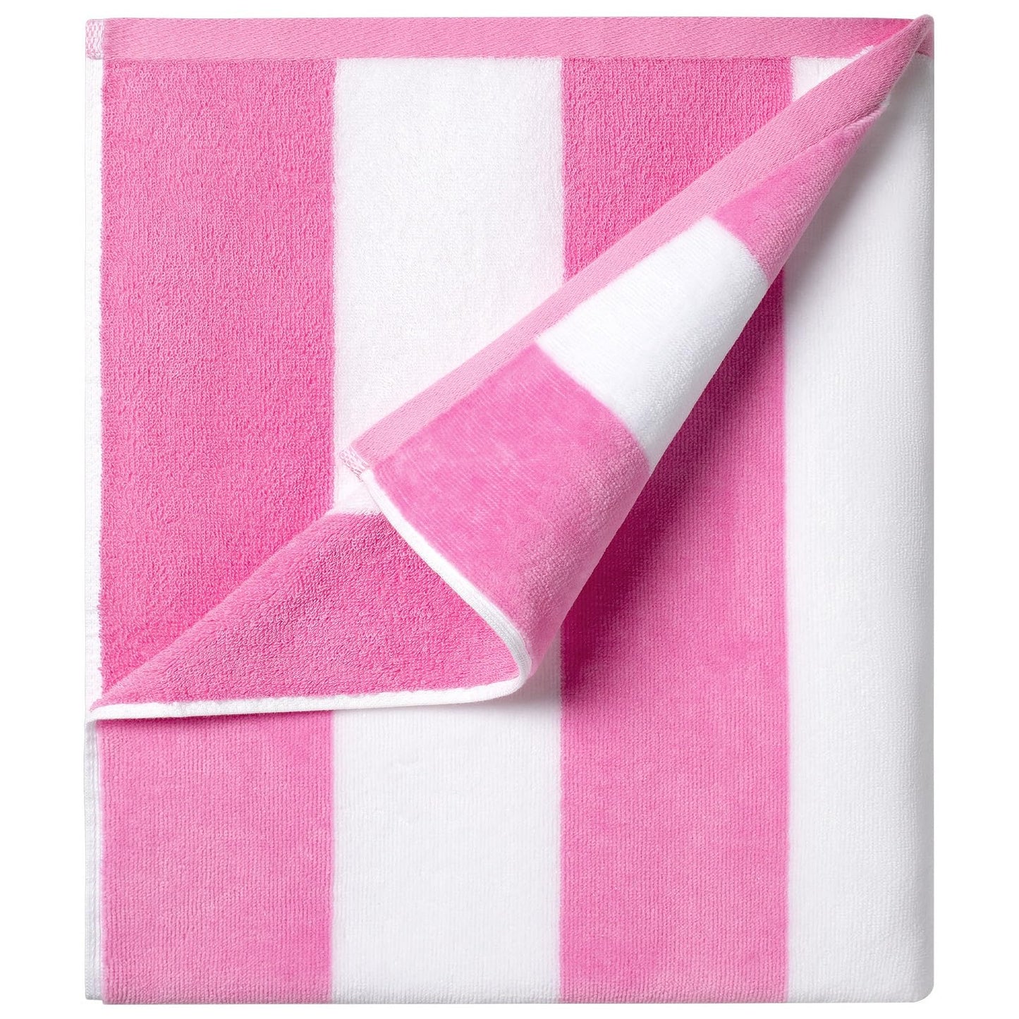 Ouxiaobai Cotton Oversized Beach Towel - 180 x 90 CM Large Size Pool Towel, Striped Soft Cabana Swim Towel (Pink)