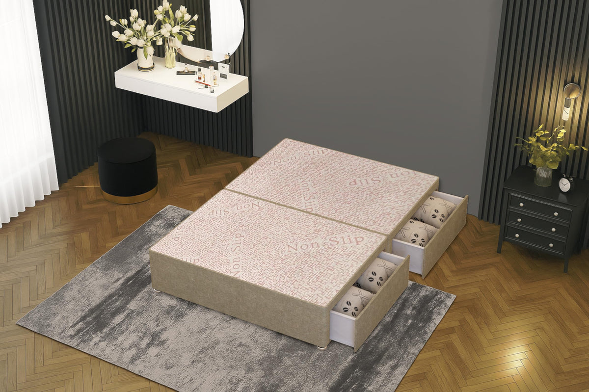 Bed Centre Flexby Divan Bed Base, 3FT Single, Linen Wheat Fabric