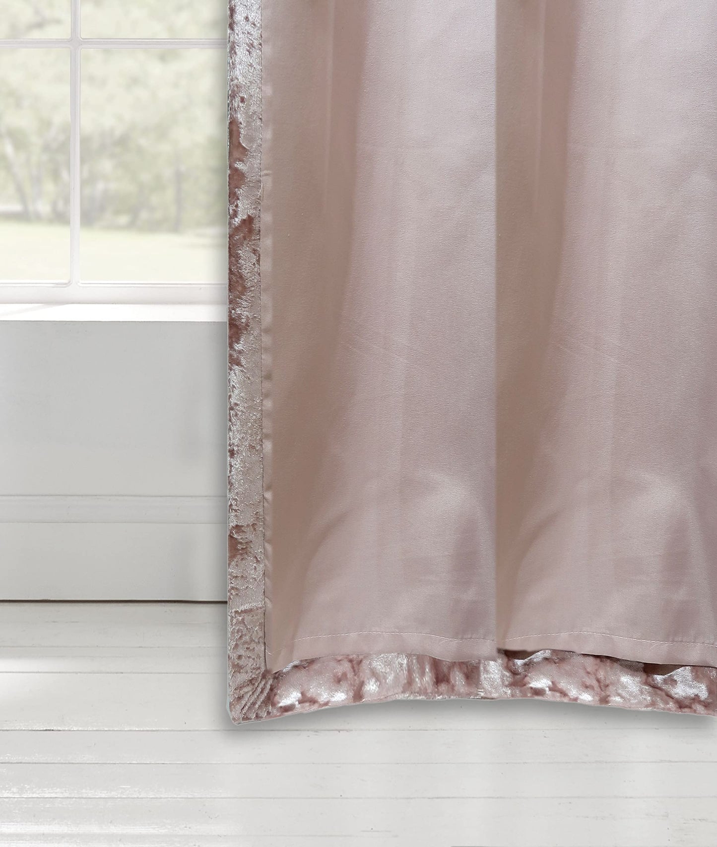 Catherine Lansfield Crushed Velvet 66x72 Inch Lined Eyelet Curtains Two Panels Blush Pink