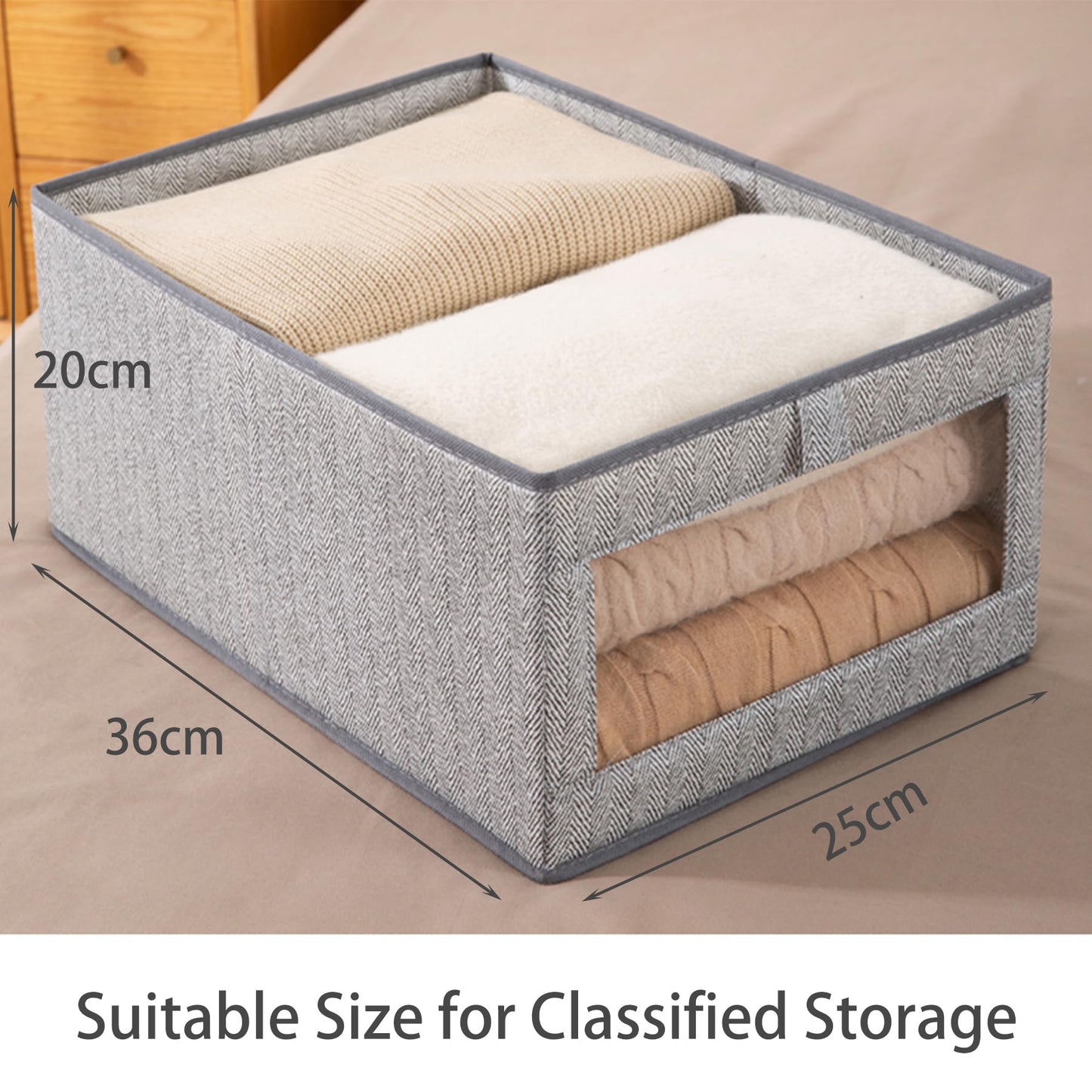 Goesort Set of 5 Clothes Storage Boxes, Wardrobe Storage Organiser Fabric Clothes Organiser