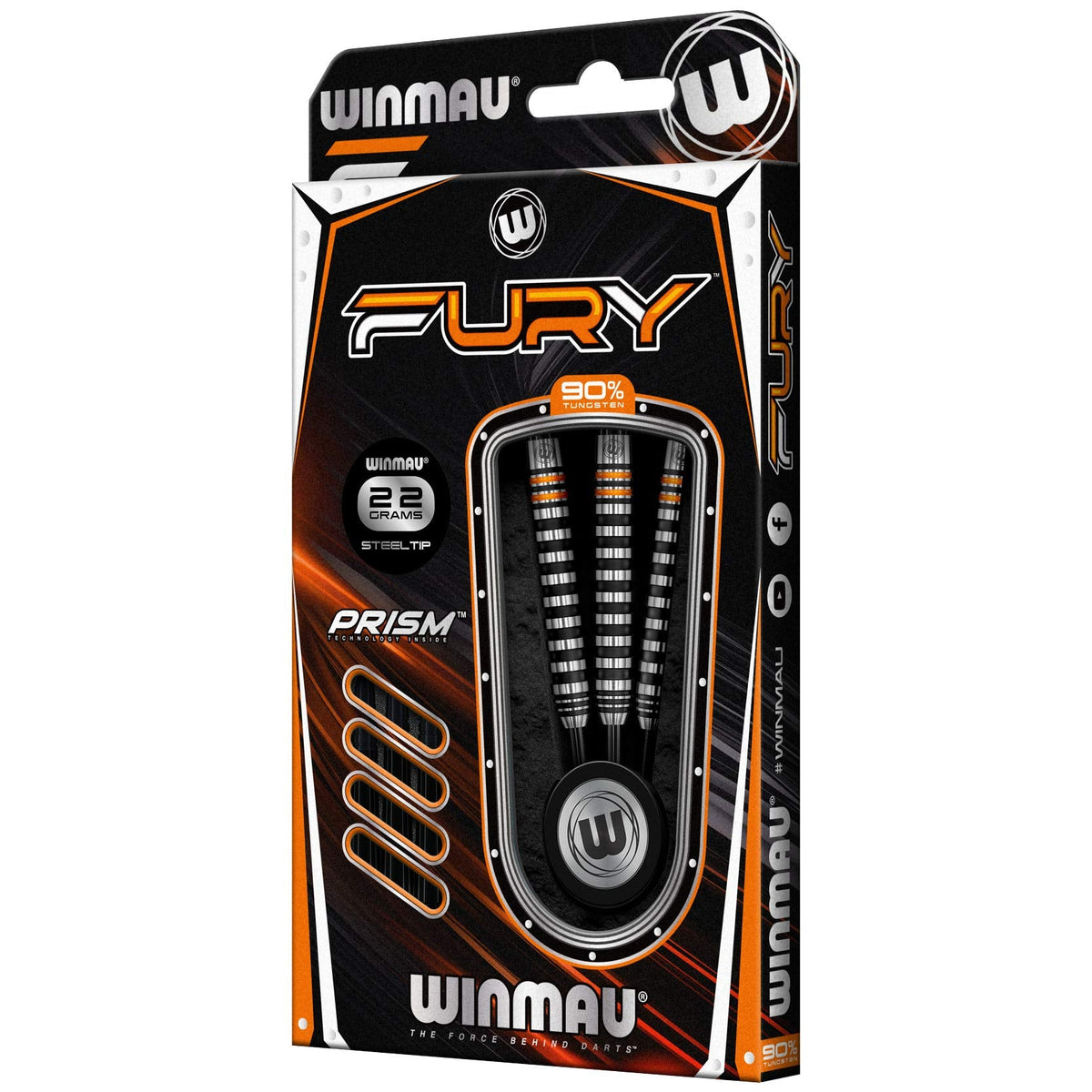 WINMAU Darts Fury 22g Tungsten Darts Set with Prism Flights & Vecta Shafts - Professional High-Performance for Precision, Accuracy, Durability &