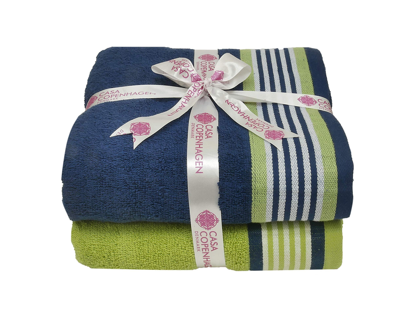CASA COPENHAGEN He & She 4-piece bath towel set, 70x140 cm, California Blue/California Green, 550 g/m², Egyptian cotton, designed in Denmark