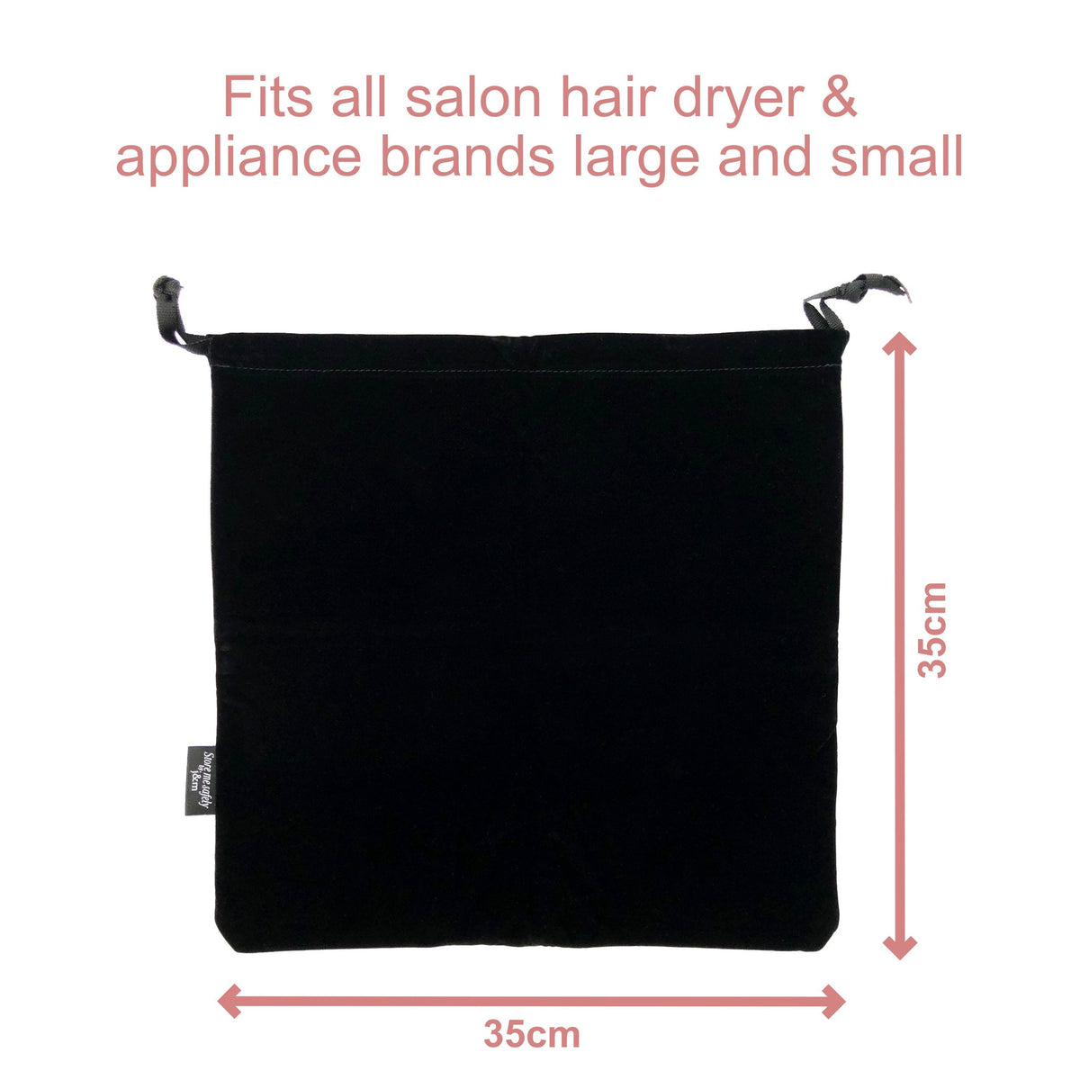 Velvet Hair Dryer Storage Bag with Large Internal Pocket – Soft & Stylish 35x35cm Pouch to Protect Appliances
