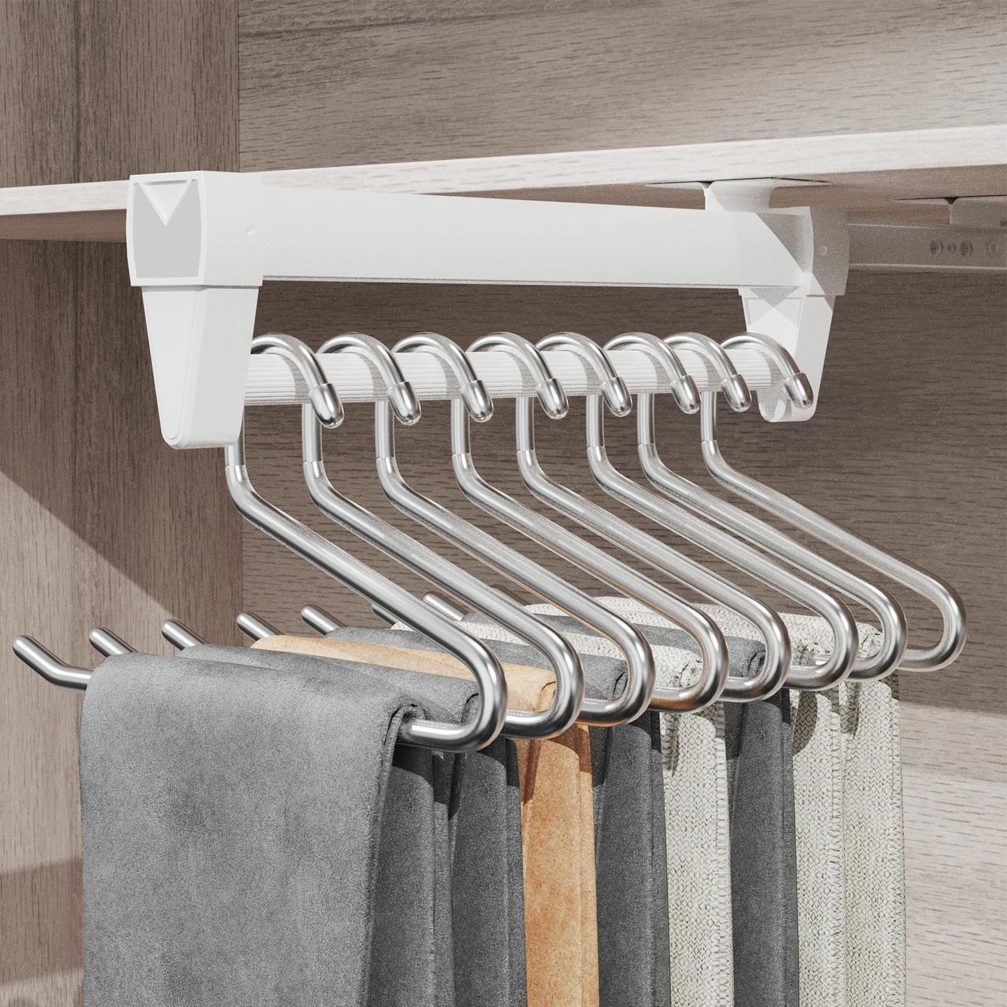 Pull Out Clothes Rail,Wardrobe Pull Out Clothes Rail (26-61CM) Steel Adjustable Clothe Rails For Trousers Clothing Storage, Space Saving (61CM)