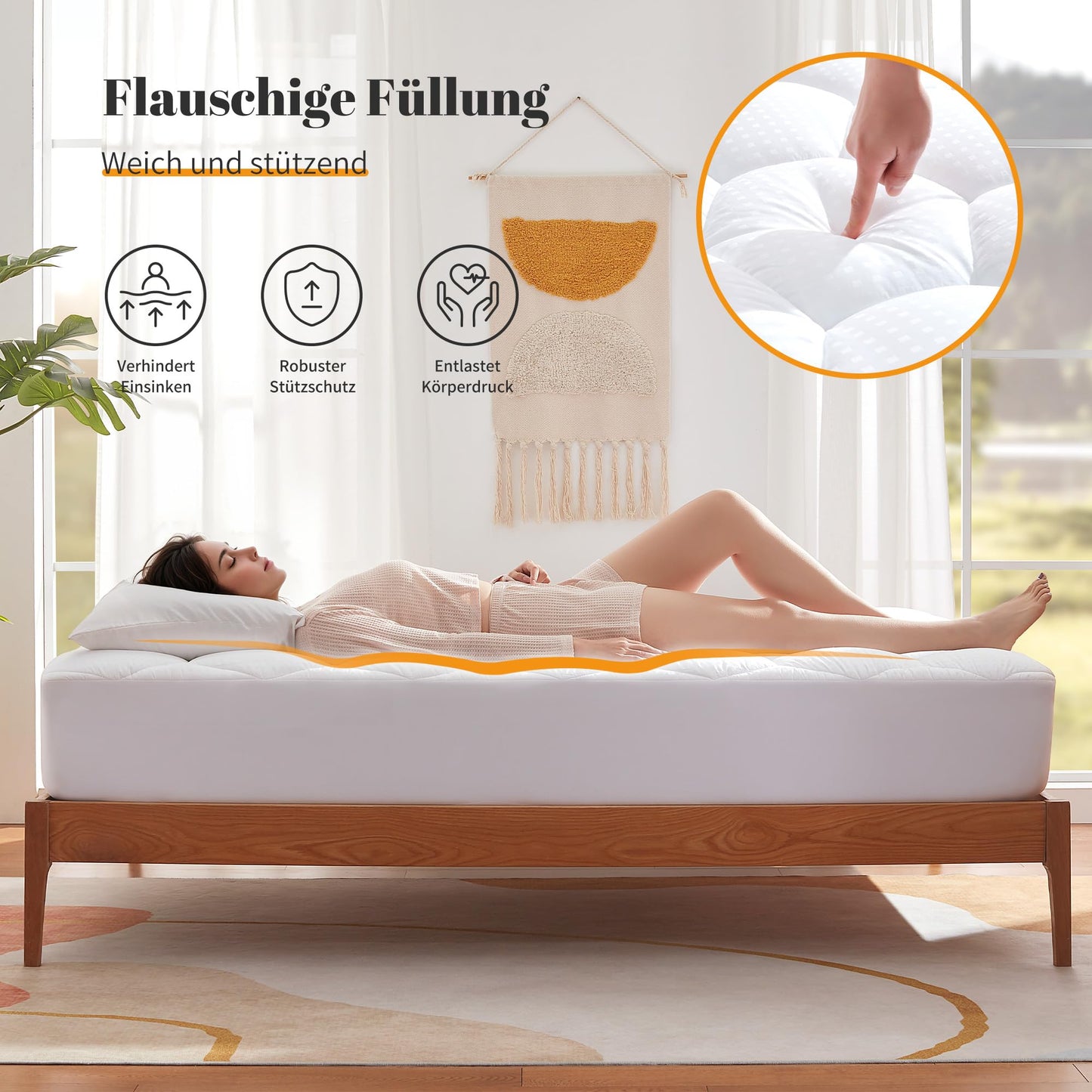 Sonive Mattress Protector 90 x 200 cm, Quilted Mattress Protector with 38 cm Deep Pocket, Breathable Duvet, Grey