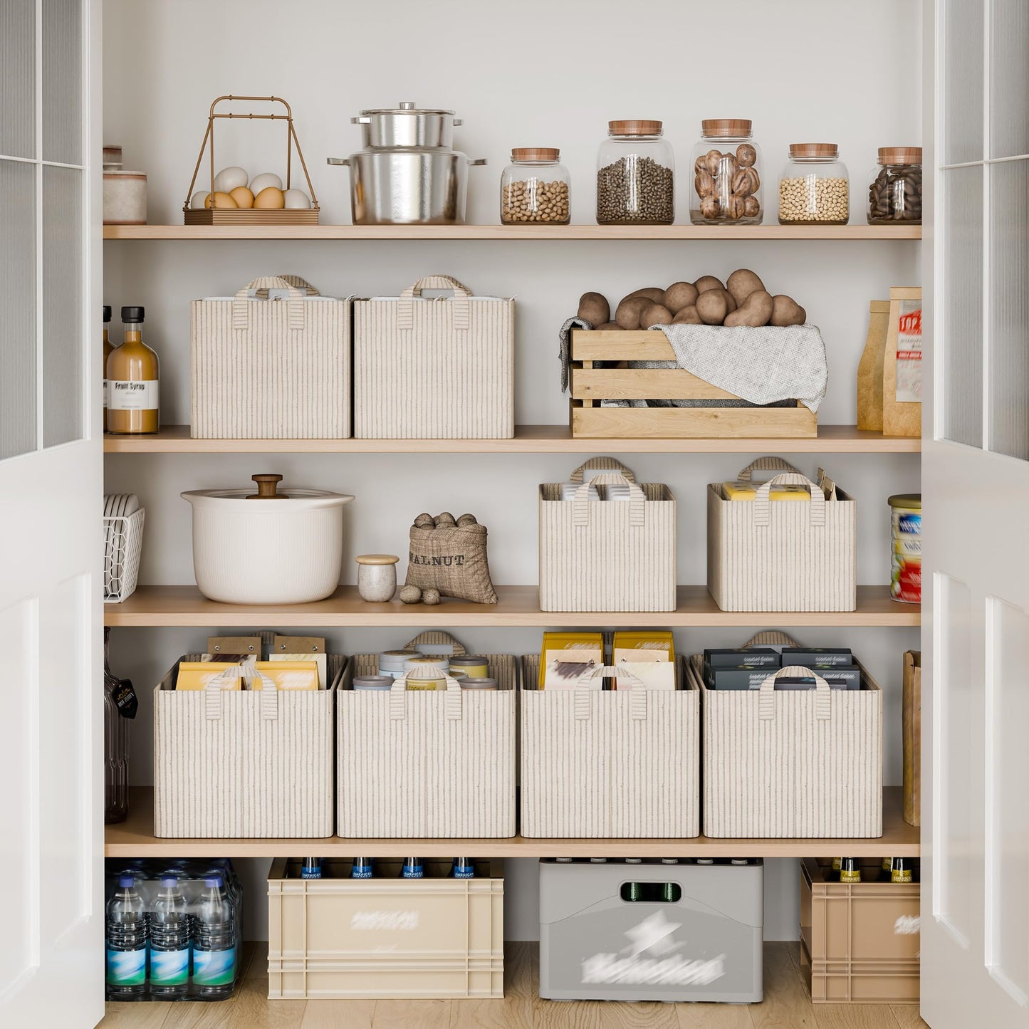 StorageWorks Large Storage Baskets, Clothes Storage Boxes with Metal Frame, Fabric Basket with handles, Shelf Boxes