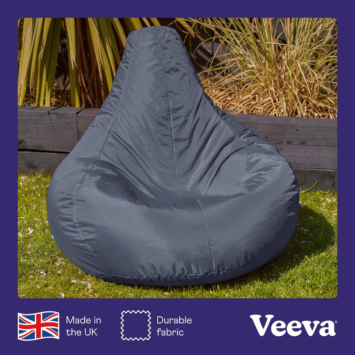 Bean Bag Bazaar Recliner Gaming Bean Bag Chair, Charcoal Grey, Indoor Outdoor Water Resistant Fabric, Large Beanbag with Filling Included, Gaming