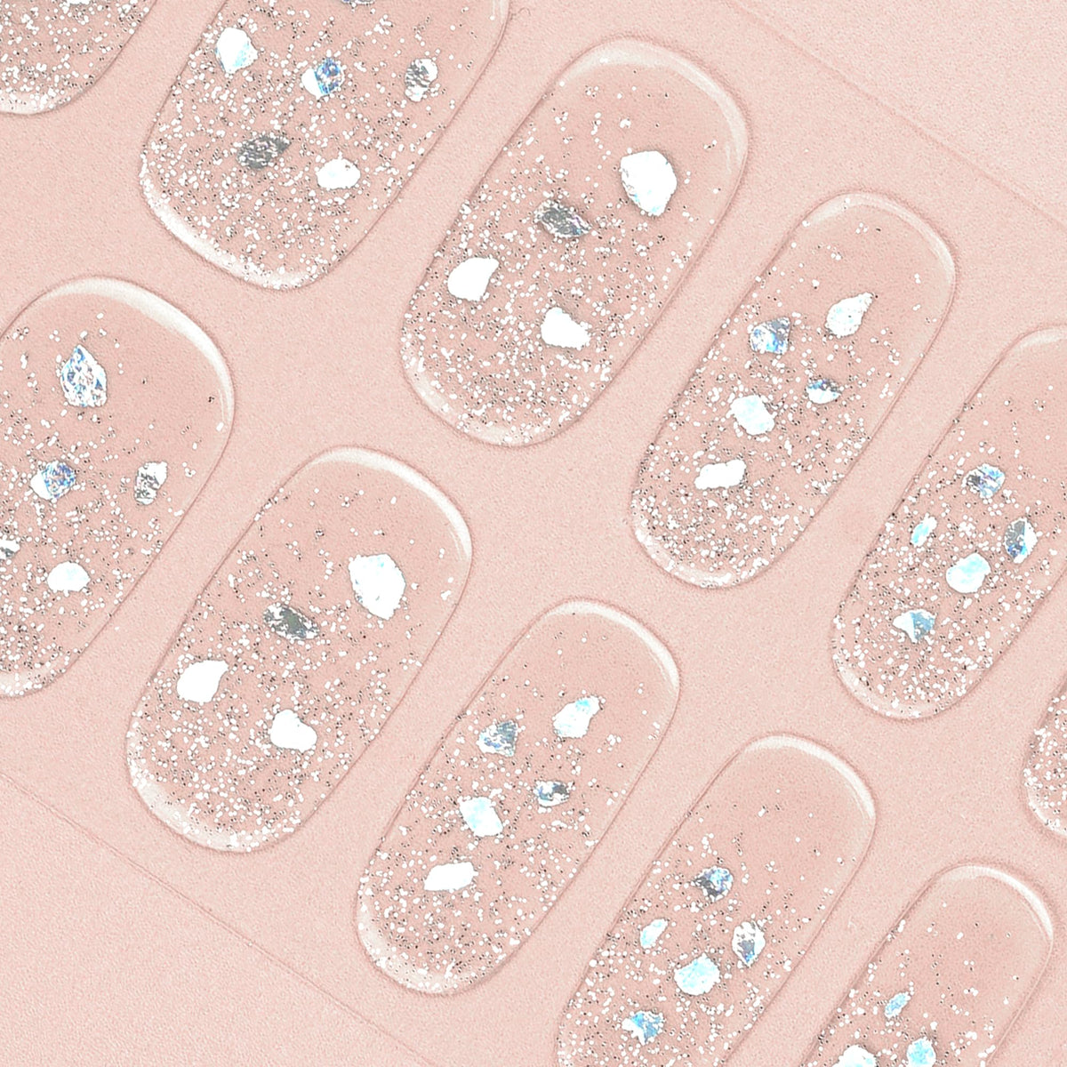 DANNI & TONI Semi Cured Nail Strips,Transparent Glitter Flakes Soft Self-Adhesive Gel Nail Stickers,Salon-Quality Gel Nail Polish Strips Manicure