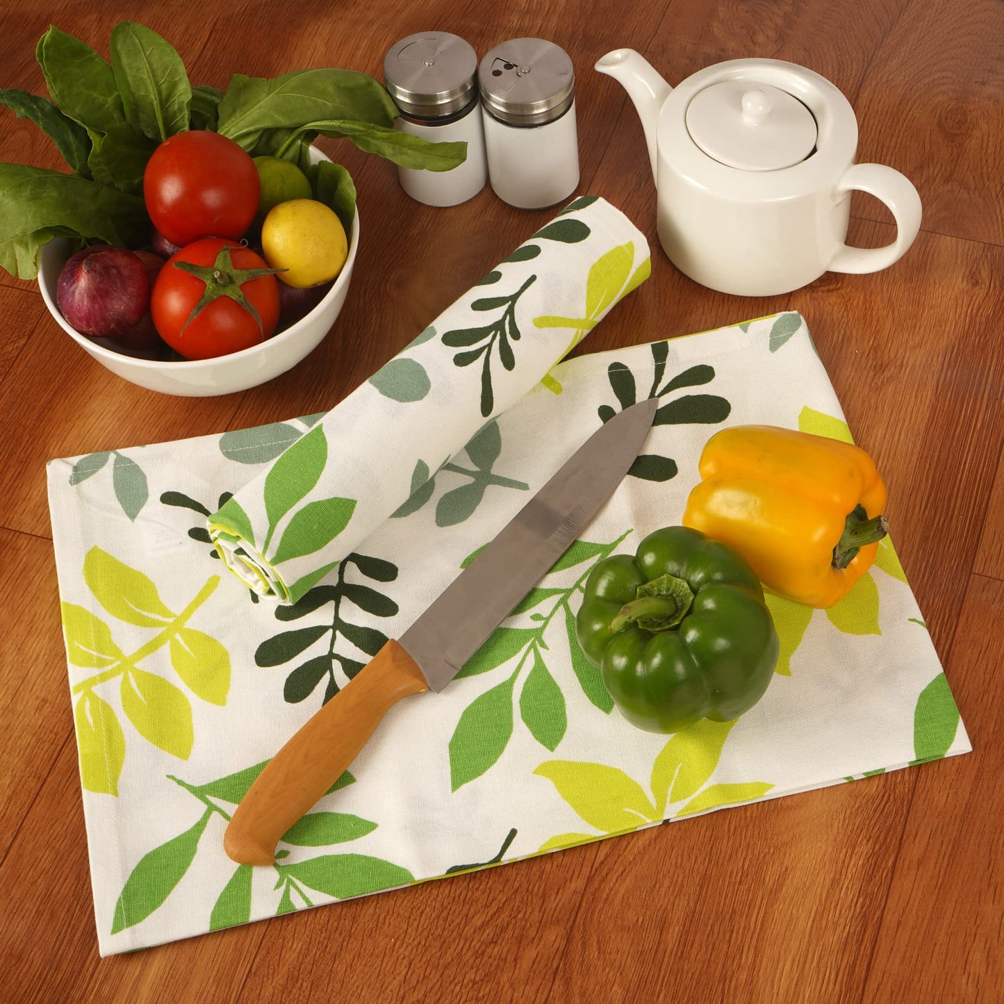 FINGERCRAFT Kitchen Dish Towels, 100% Natural Cotton, Set of 6 Multi-Purpose Kitchen Towels, Very Soft, Highly Absorbent