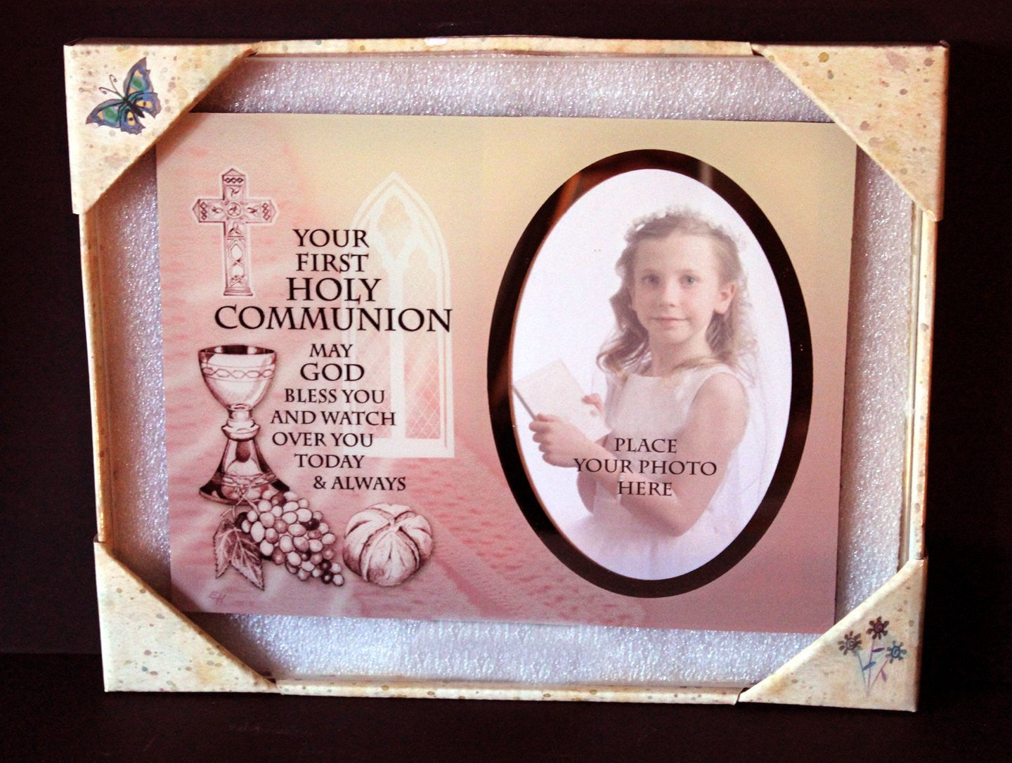 Inspirational Glass Poem Photo Frame Her First Holy Communion Gift Keepsake Present to Treasure Forever!