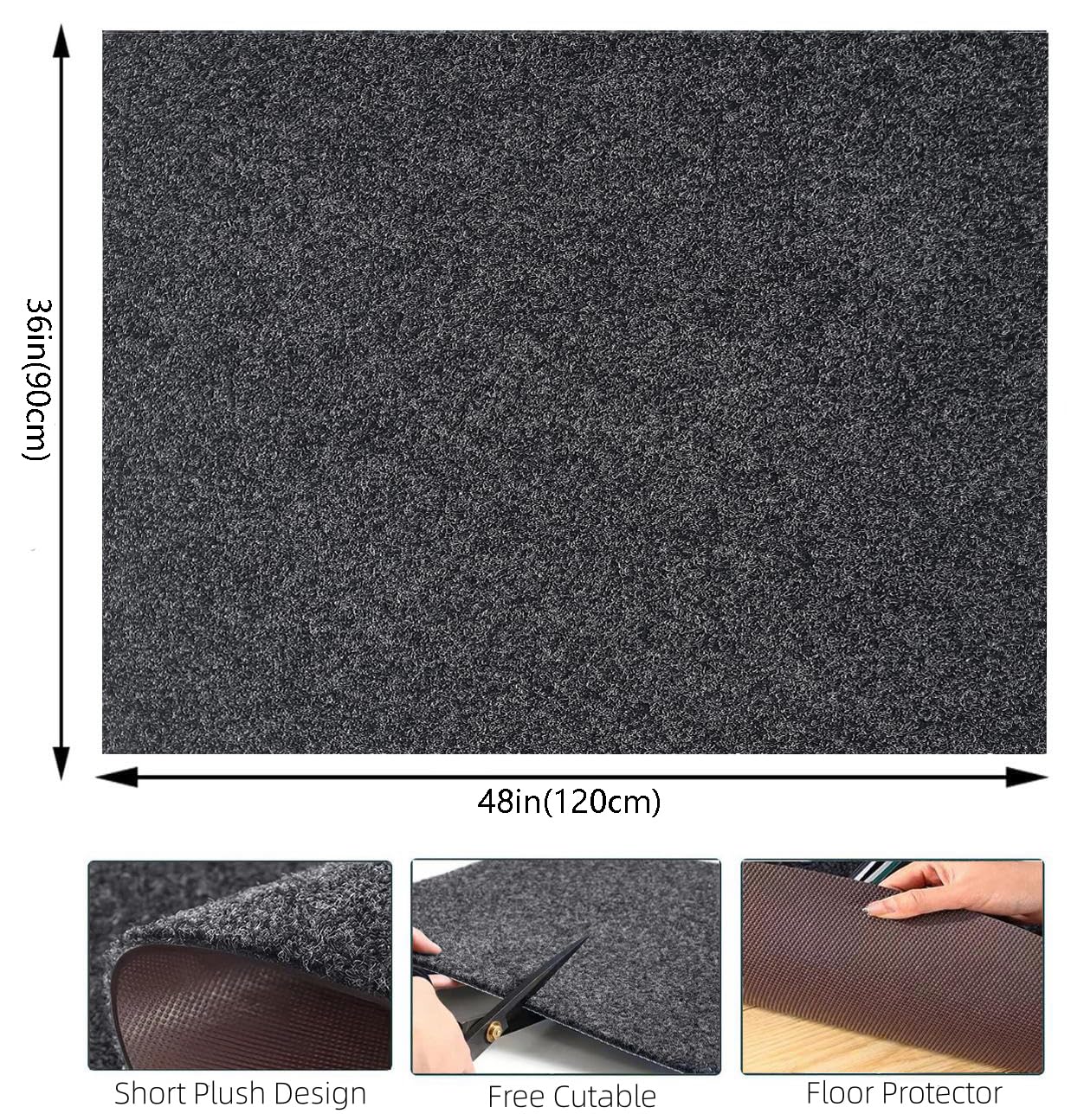Office Chair Mat for Hardwood Floor,120x90cm Rectangular Desk Chair Floor Protector Mat Rug for Gaming Rolling Chair