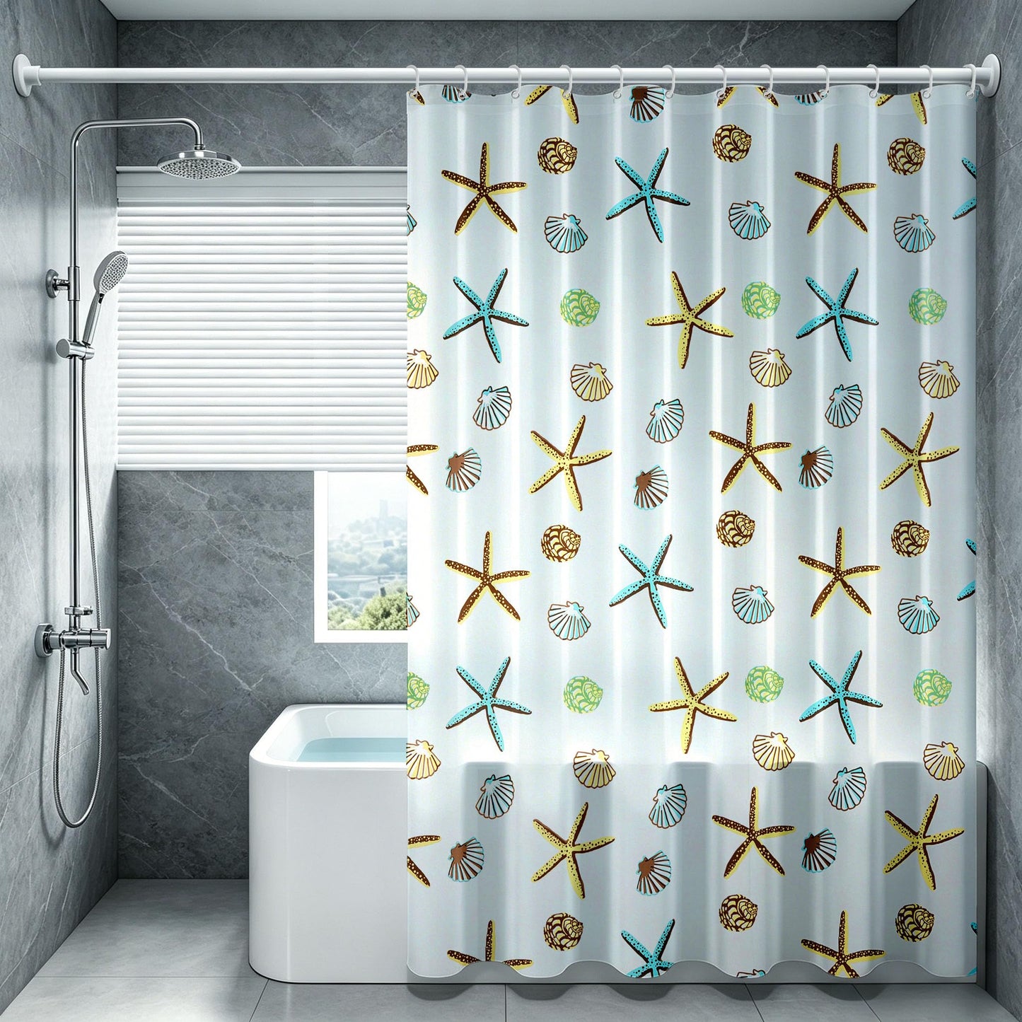 Vllcsla Shower Curtains Mould Proof Resistant Bathroom 240drop, 200x240 cm, Blue Extra Long PEVA Bathroom Bathtub Curtains
