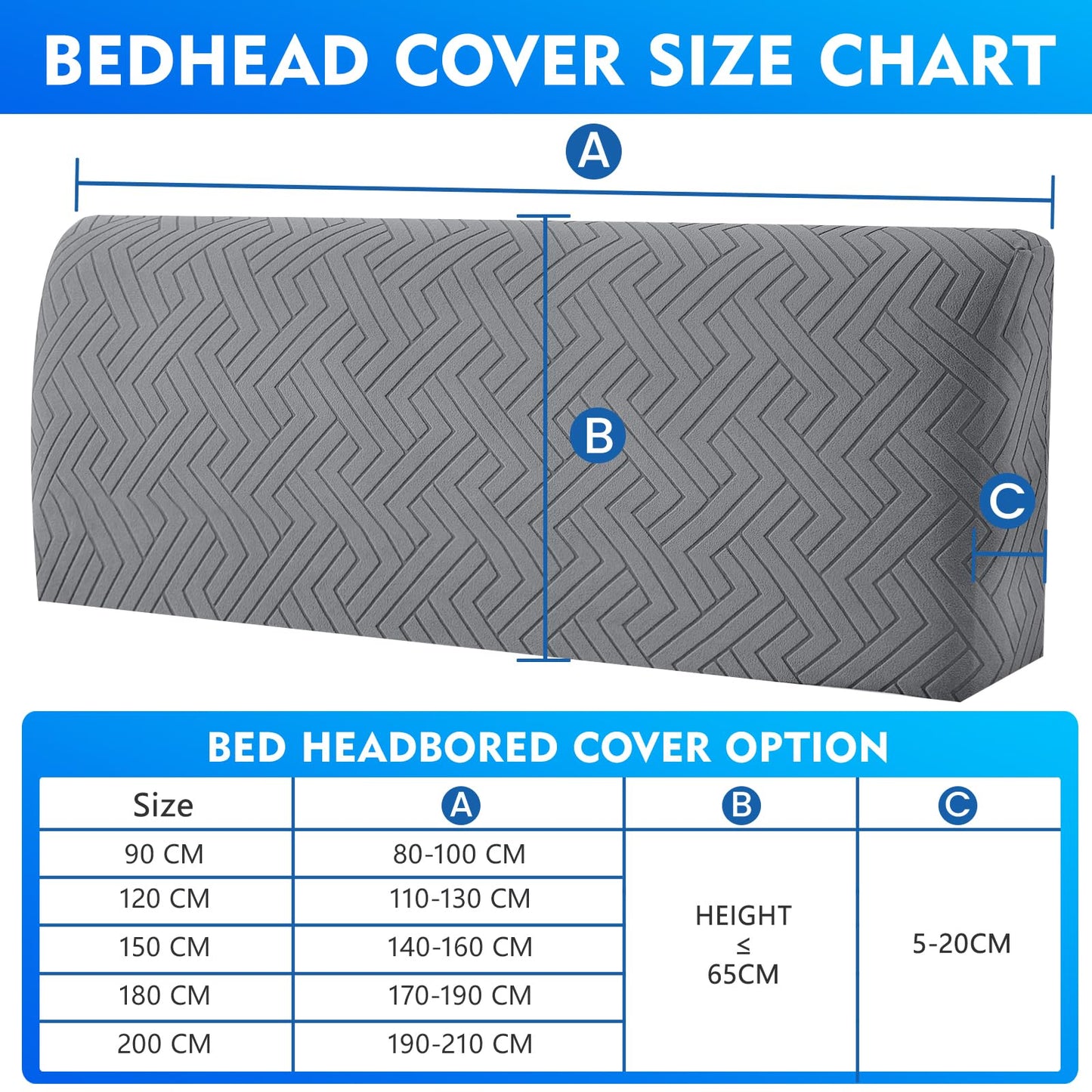 CYCMACO Elastic Bed Headboard Cover, 150 cm, Soft Stretch Bed Headboard Cover, Dustproof Bed Headboard Covers, Modern Bed Headboard Cover, Universal