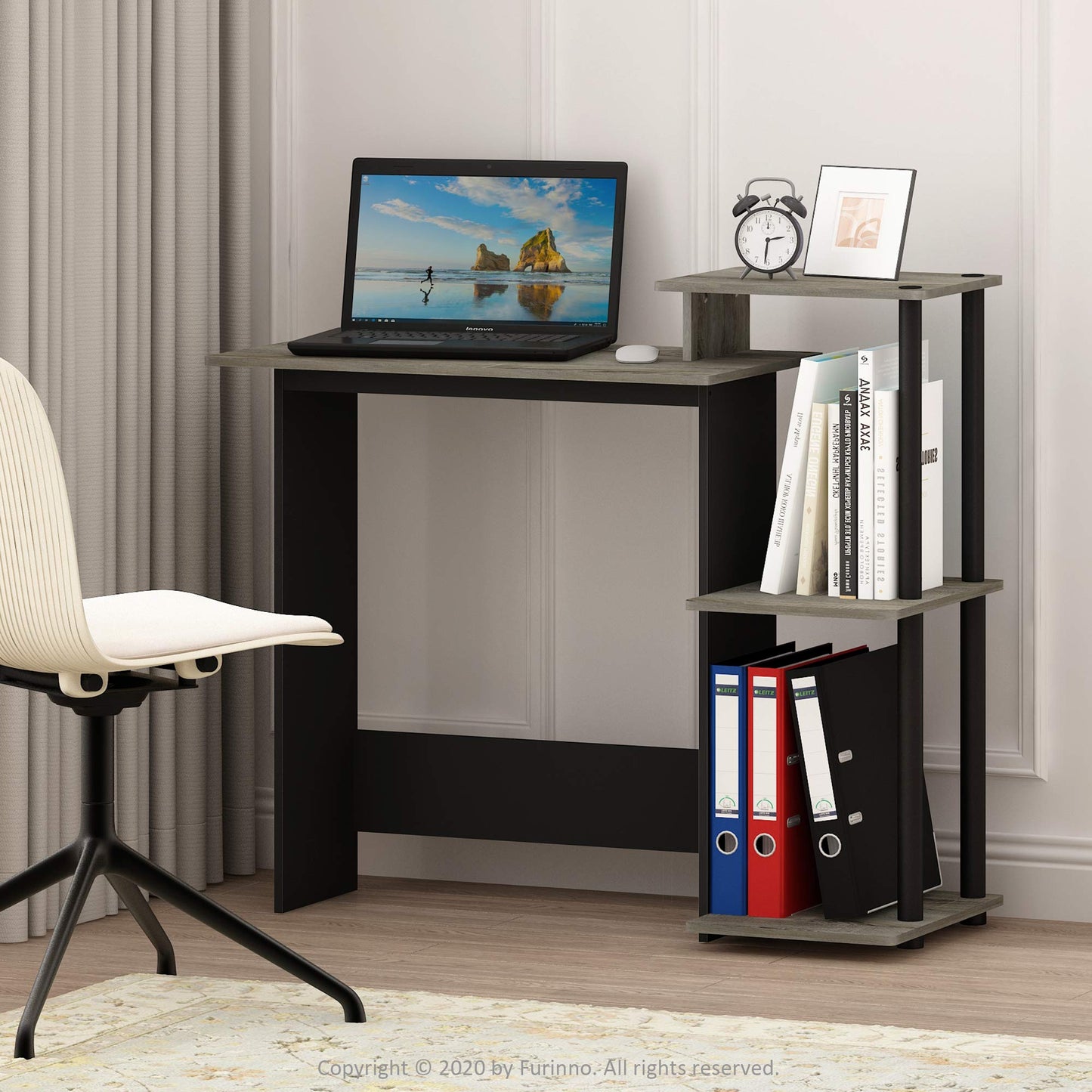 Furinno Efficient Home Laptop Notebook Computer Desk, Study Desk, Writing Desk, French Oak/Black