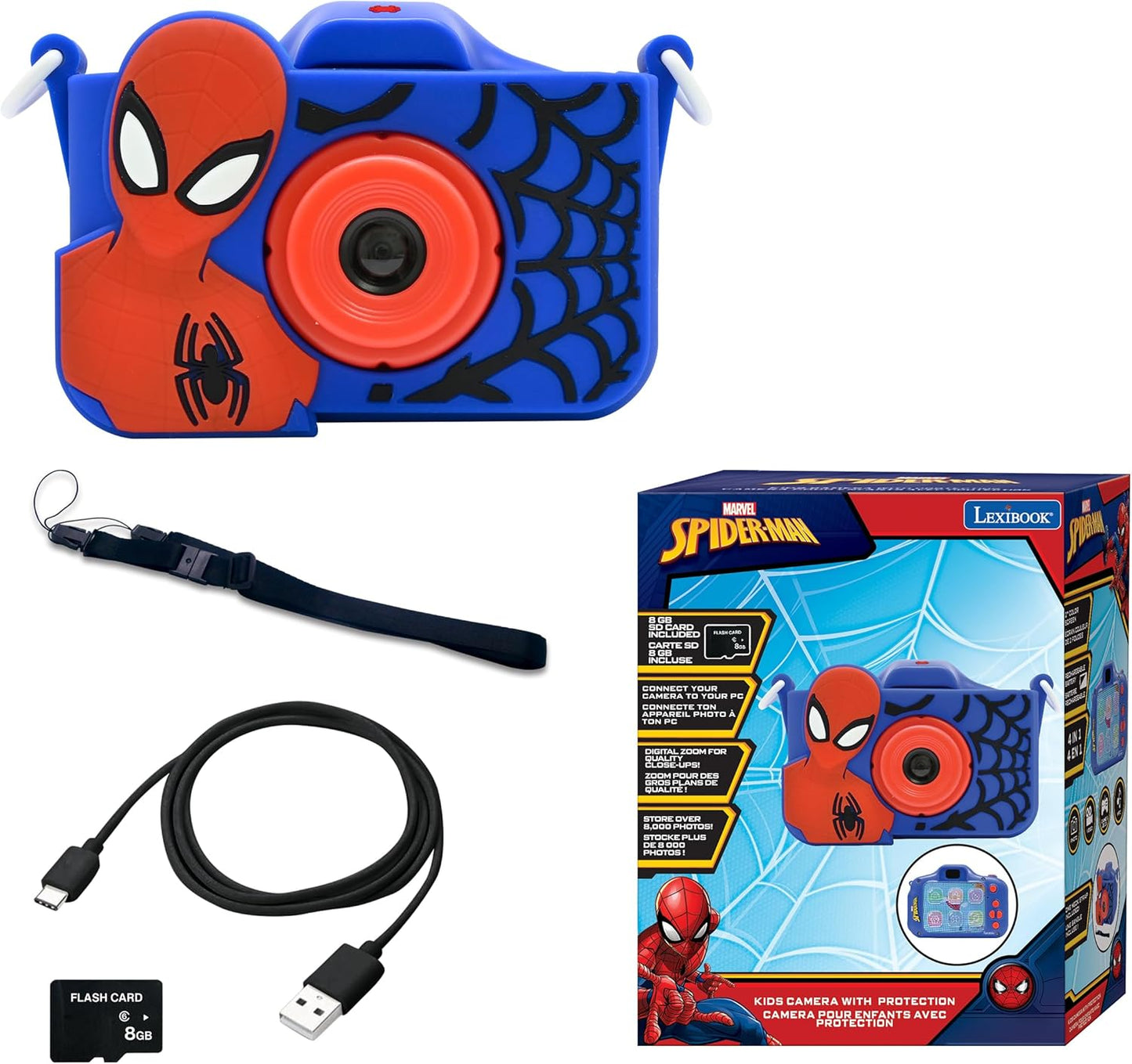 Lexibook Spider-Man 4-in-1 Kids Camera, New but been out of box, open, scruffy box