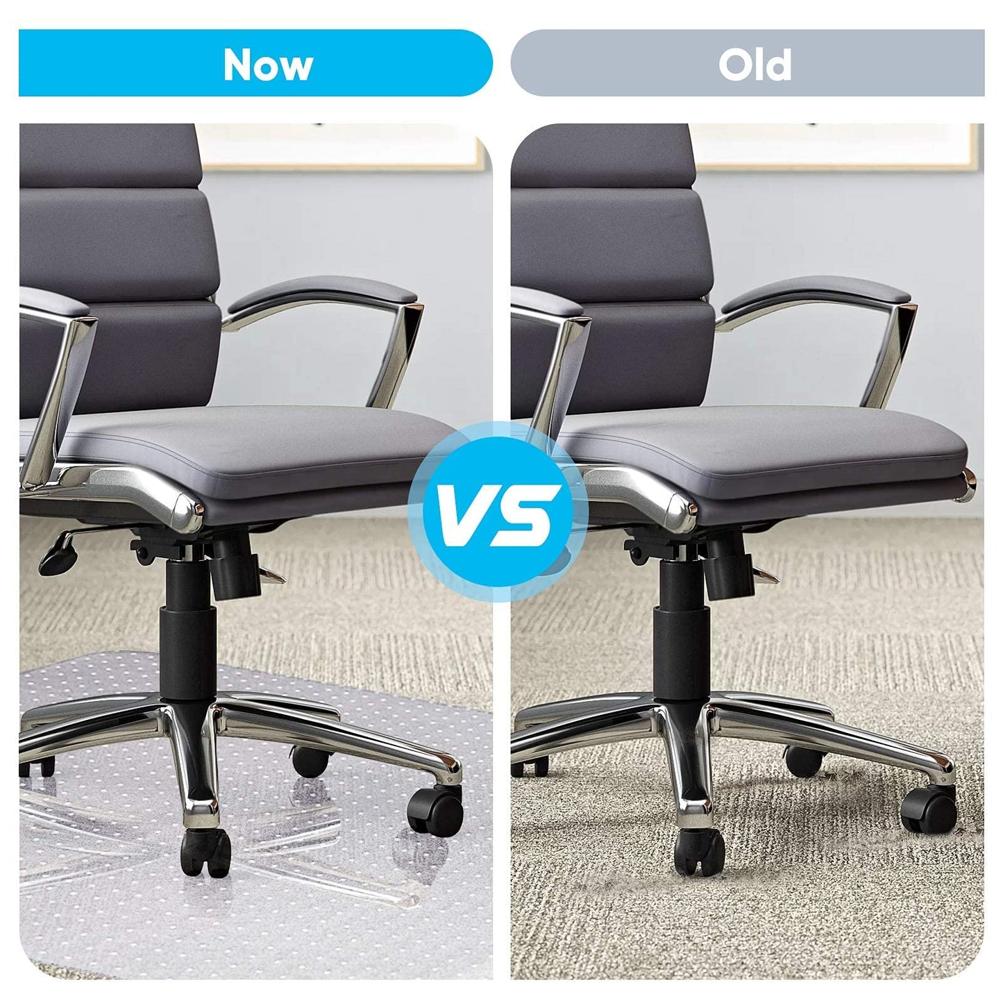 Rectangular Chair Mat for Carpet Protection, Clear Transparent PVC Floor Carpet Protector