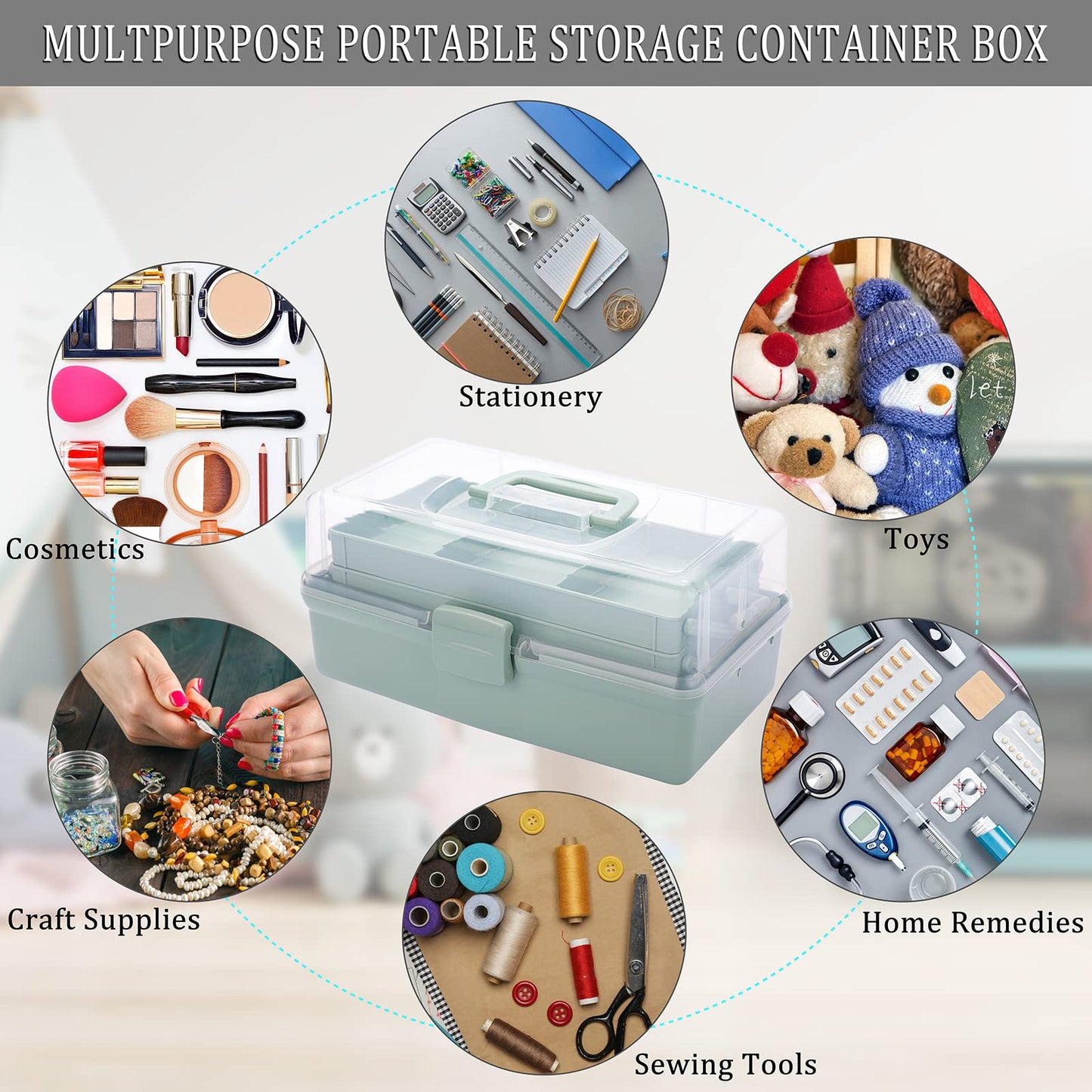 IGNPION 3 Tiers Craft Stackable Storage Box，Plastic Tool Dividers Organiser