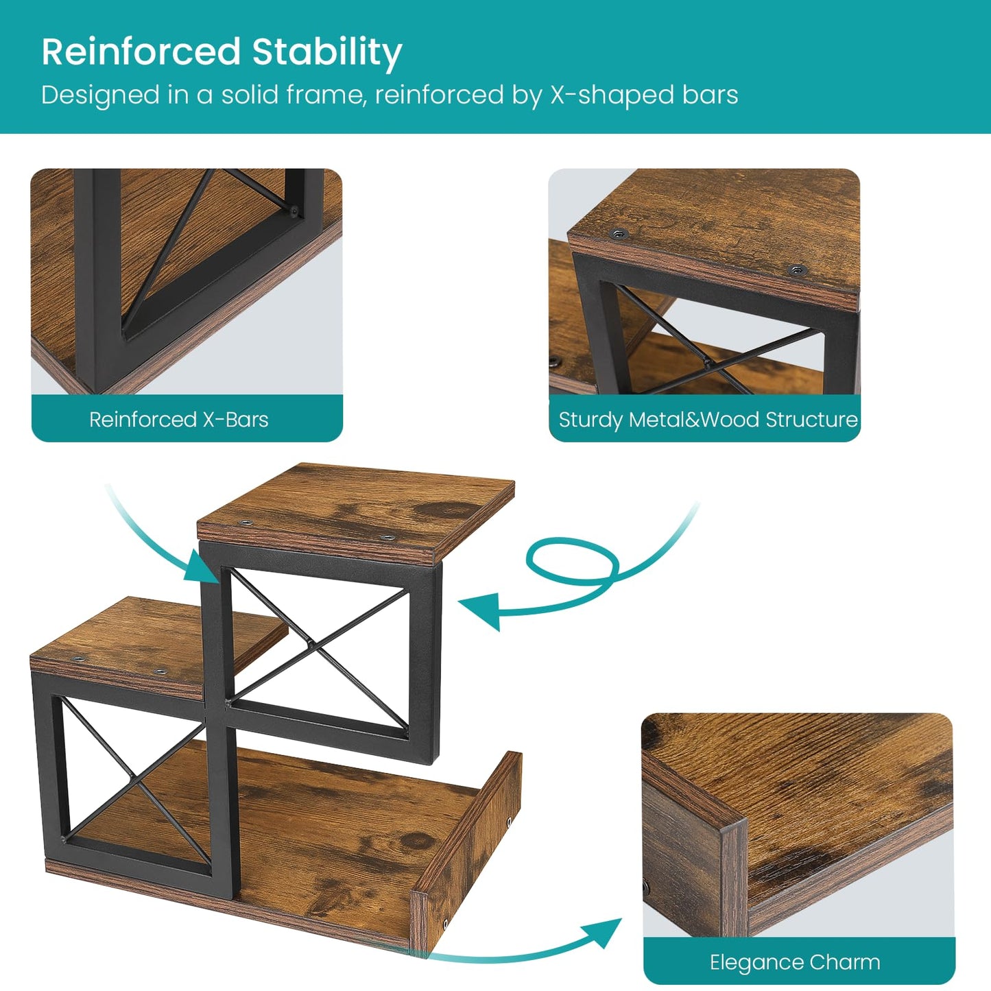 ELITEROO Desk Shelf Organizer, Wood Desktop Organizer Small Bookshelf, 3 Tier Storage Shelf Riser Display Stand for Office Decor and Desk Accessories