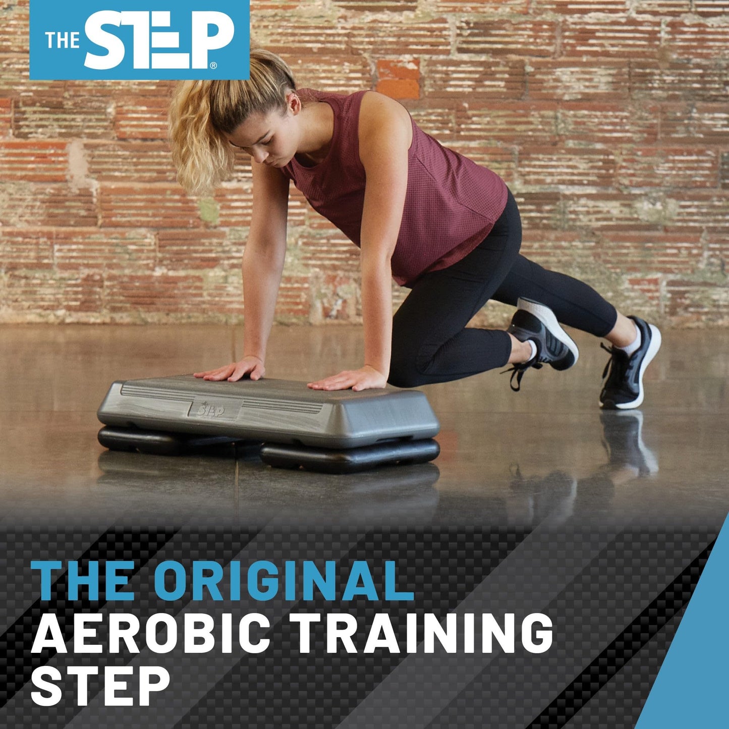 The Step (Made in USA Original Aerobic Platform ? Circuit Size Grey Aerobic Platform and Original Black Risers