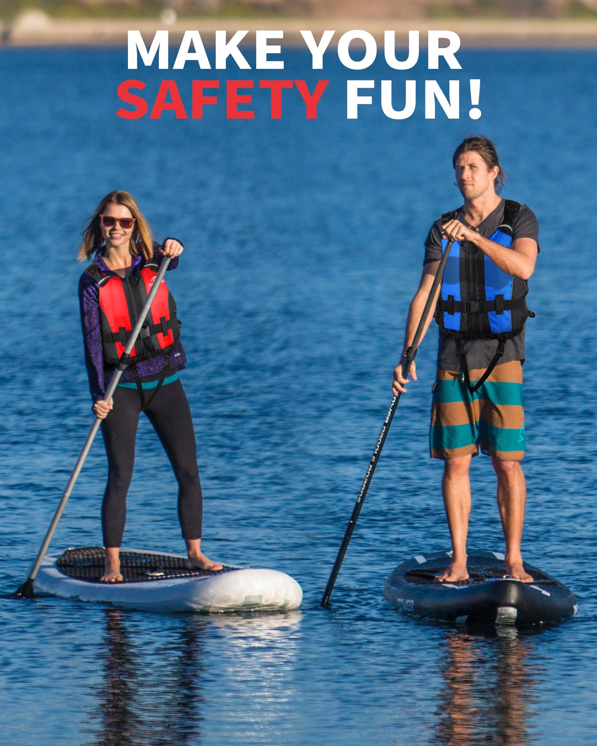 Owntop Buoyancy Aids Adults, Foam Buoyancy Vest Jacket with Crotch Strap Inner Pocket Unisex for Paddleboarding Kayaking Sup Fishing - Red M/L