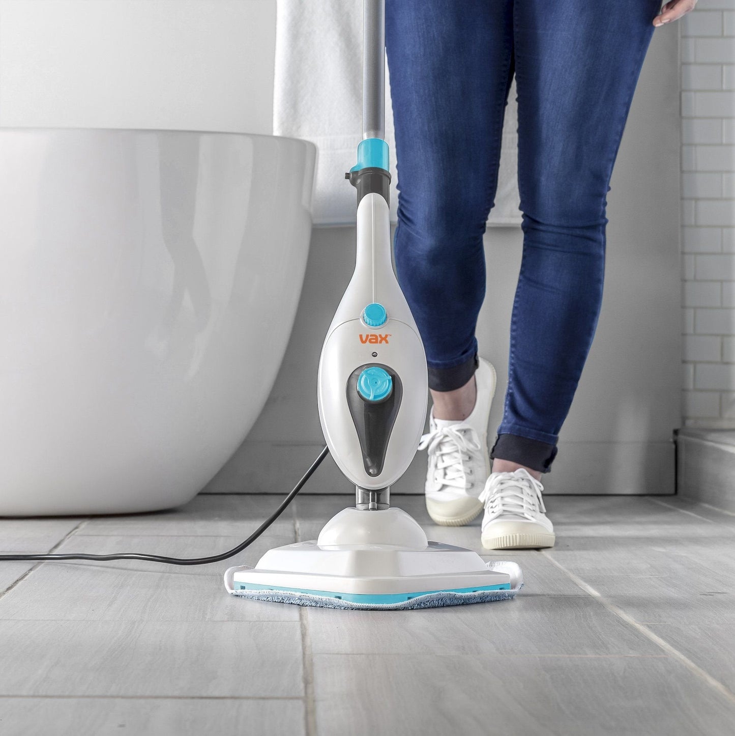 Vax Steam Clean Multifunction Steam Mop | Converts to a Handheld | Variable Steam Control - S85-CM, White and Blue