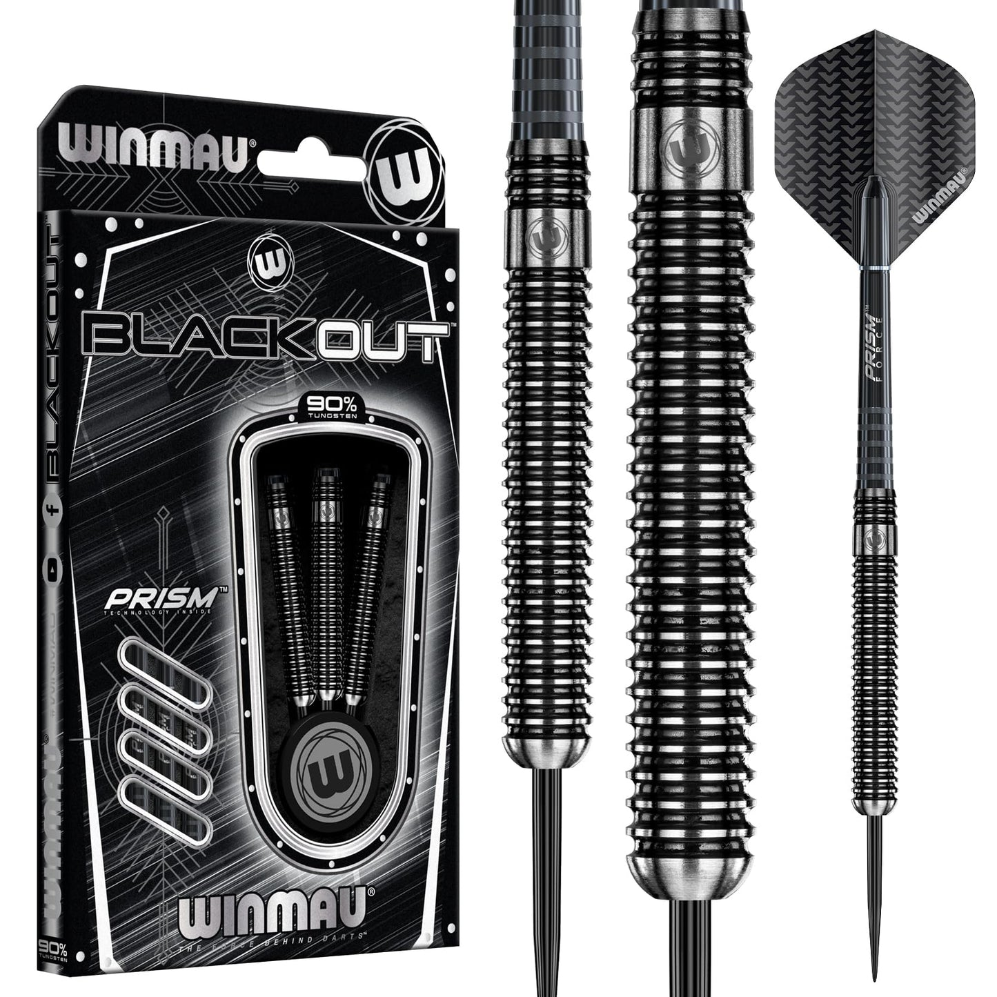 WINMAU Blackout 21 Gram Tungsten Darts Set with Flights and Shafts (Stems)